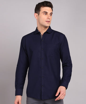 Sanganeri Solid Navy Cotton Shirt