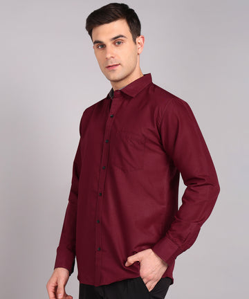 Sanganeri Solid Maroon Cotton Shirt