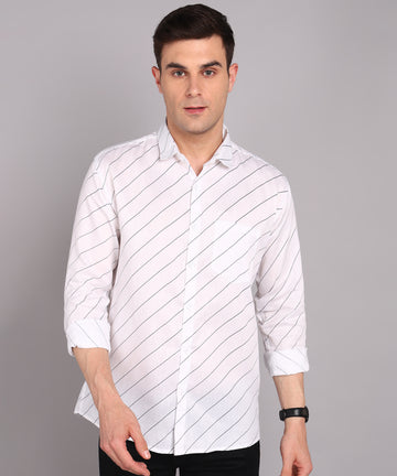 Sanganeri White Striped Cotton Shirt