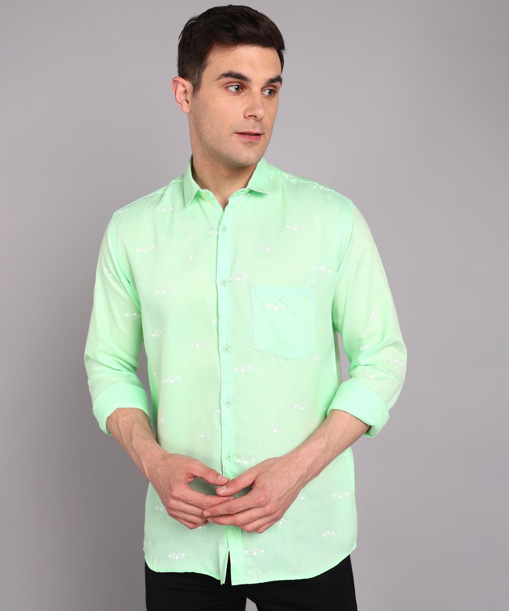 Sanganeri Mint Green Cotton Shirt