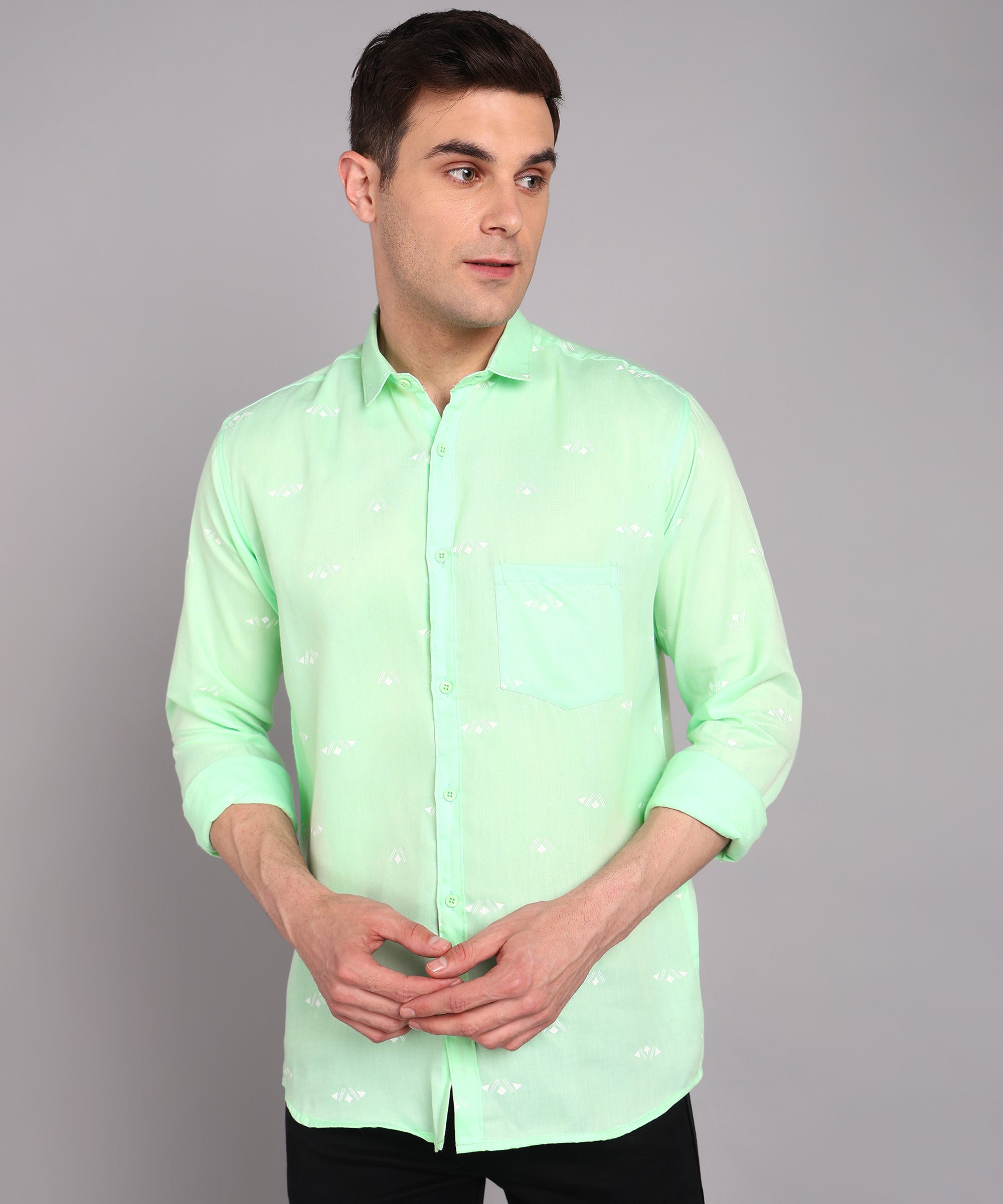 Sanganeri Mint Green Cotton Shirt