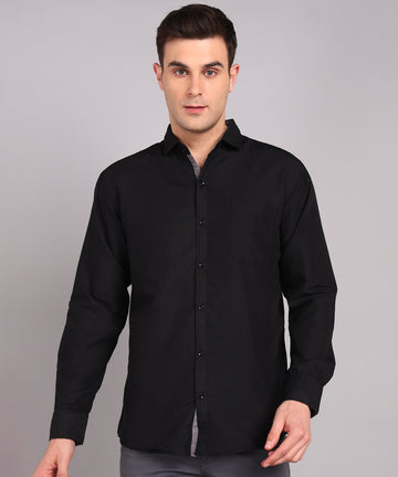 Sanganeri Solid Black Cotton Shirt