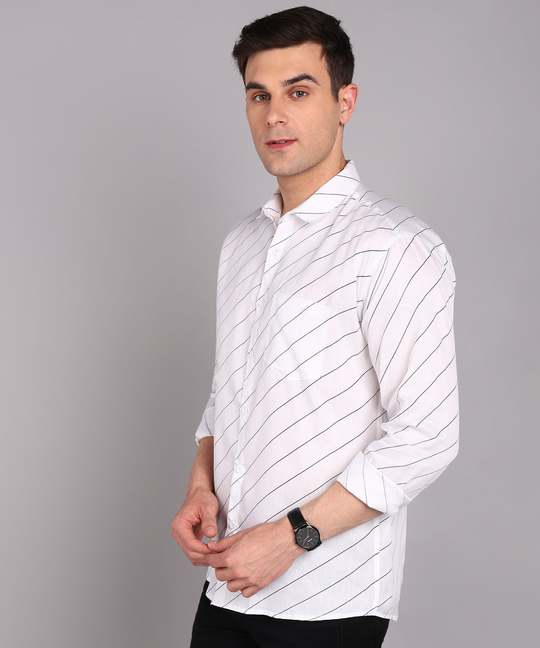 Sanganeri White Striped Cotton Shirt