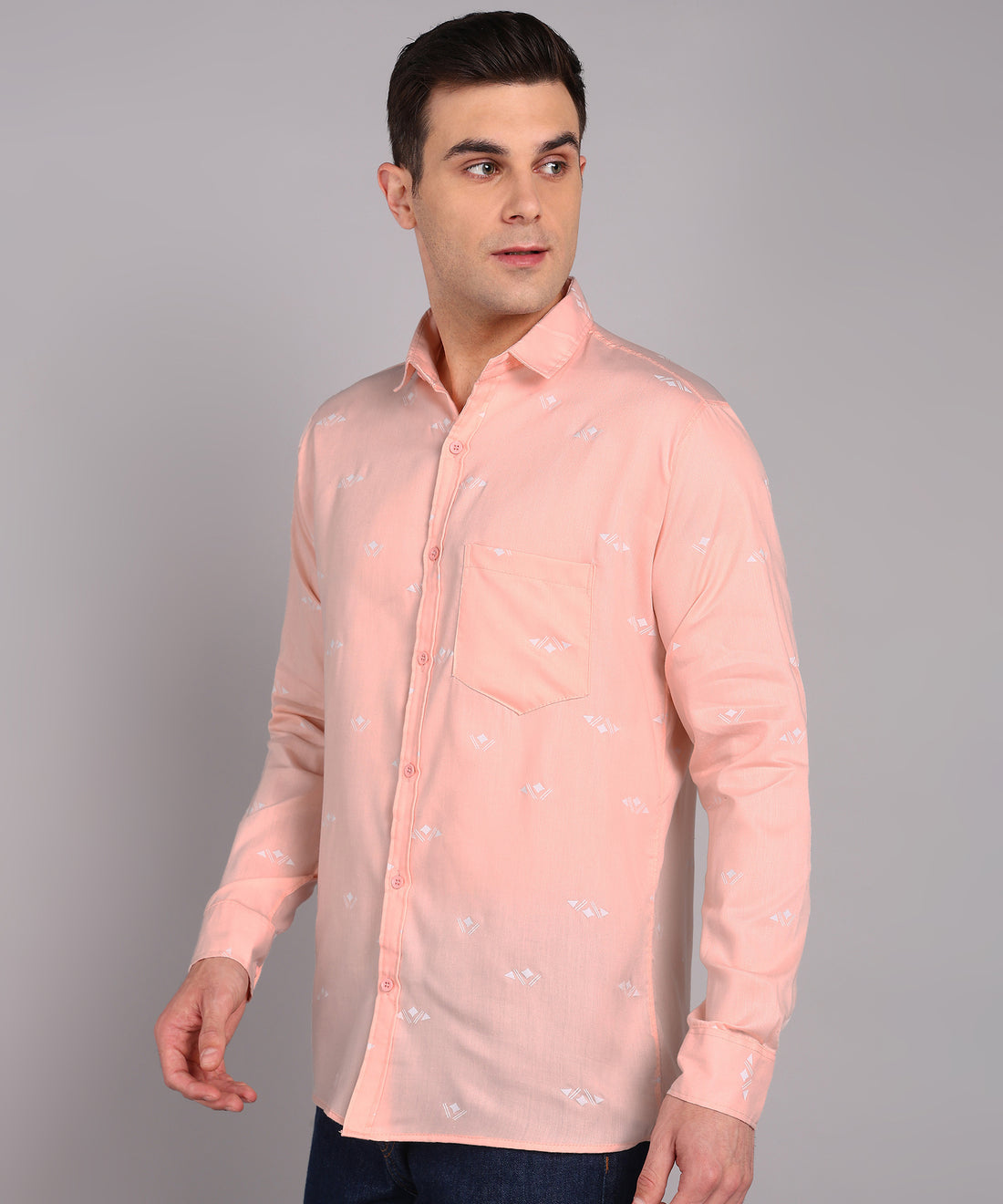 Sanganeri Peach Cotton Shirt