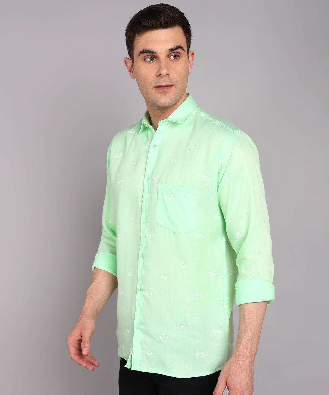 Sanganeri Mint Green Cotton Shirt
