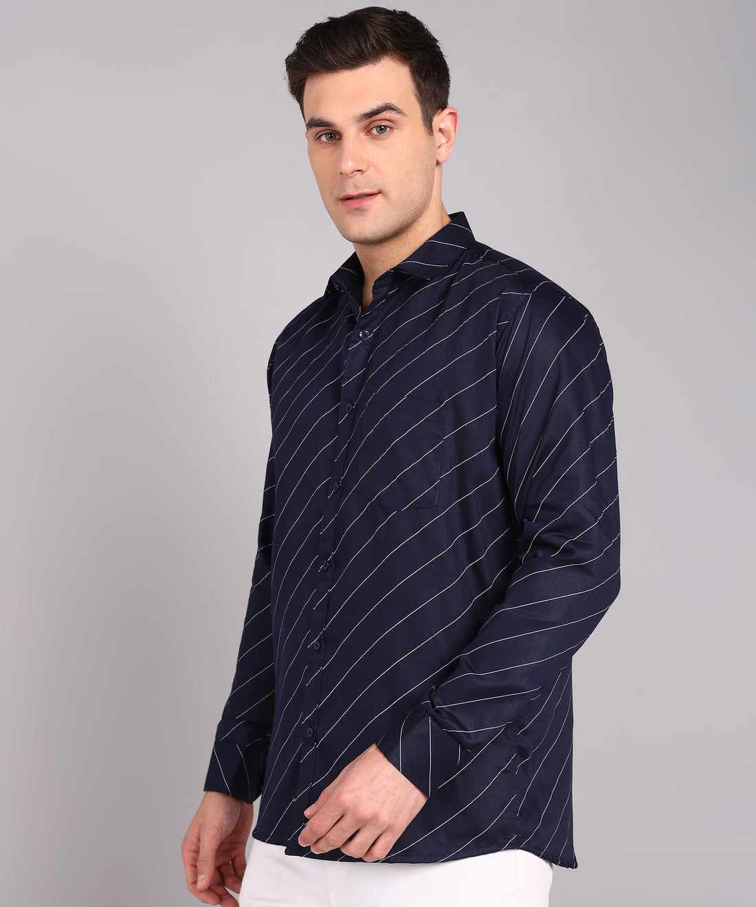 Sanganeri Navy Striped Cotton Shirt
