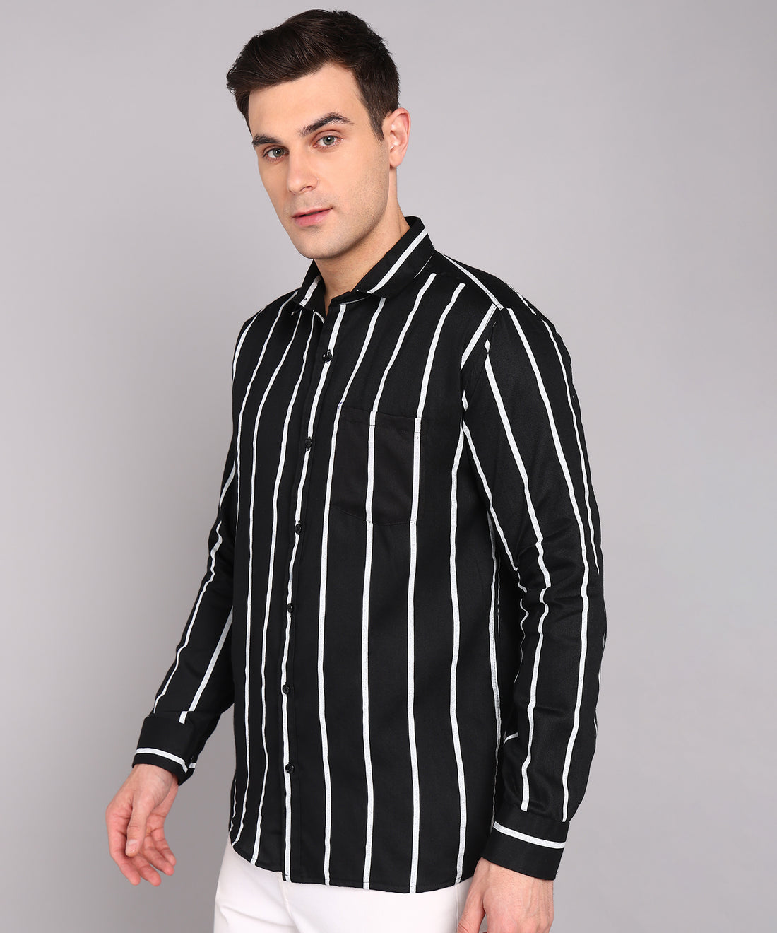 Sanganeri Black & White Striped Cotton Shirt