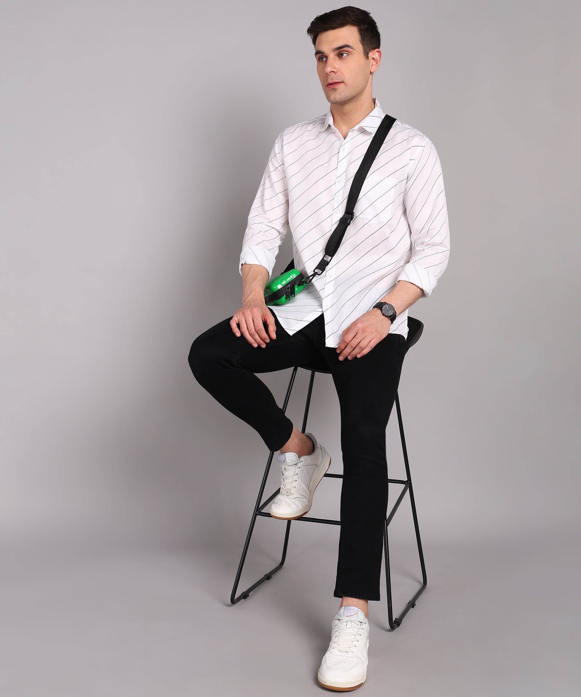 Sanganeri White Striped Cotton Shirt