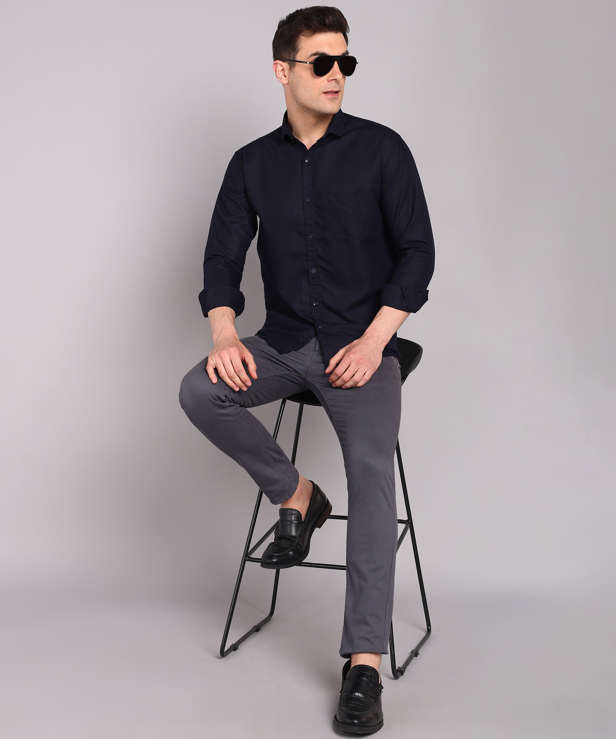 Sanganeri Dark Navy Cotton Shirt