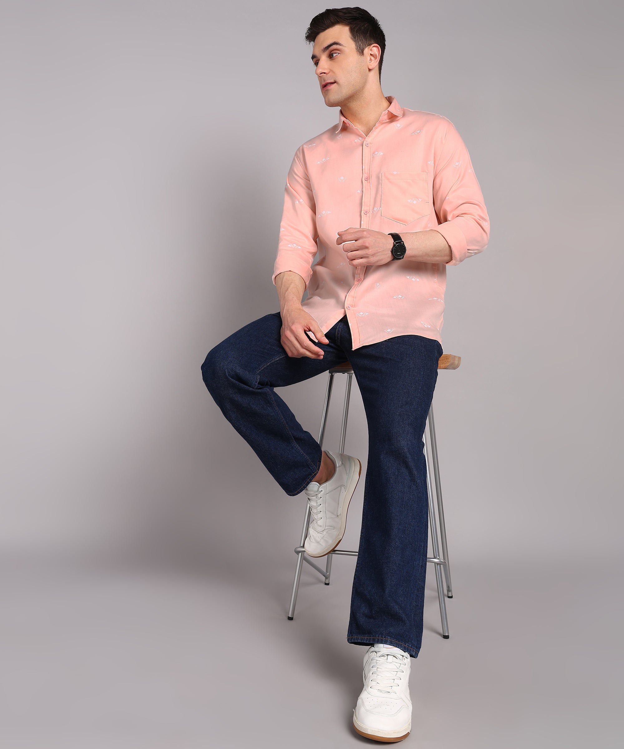 Sanganeri Peach Cotton Shirt