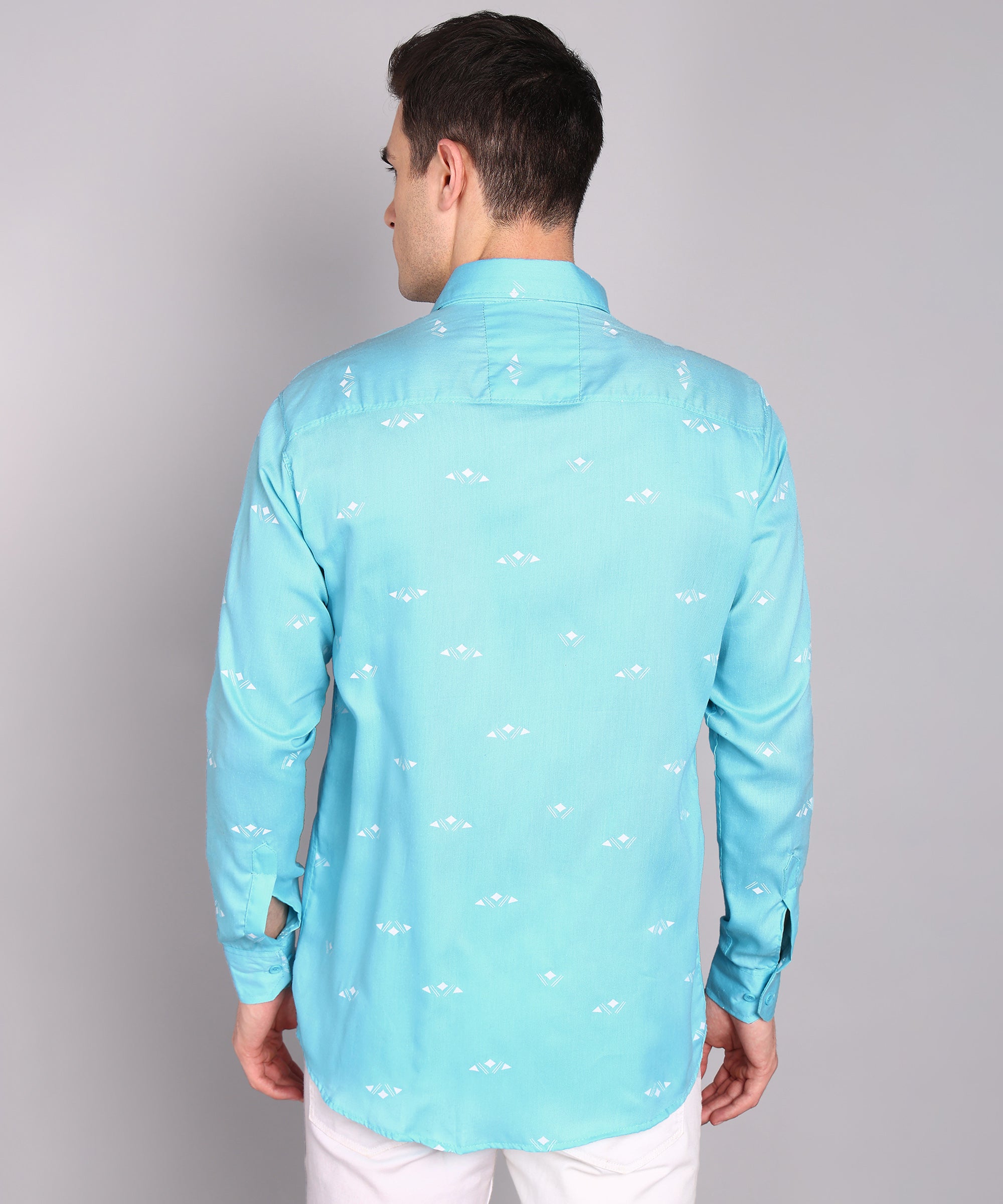 Sanganeri Turquoise Blue Cotton Shirt