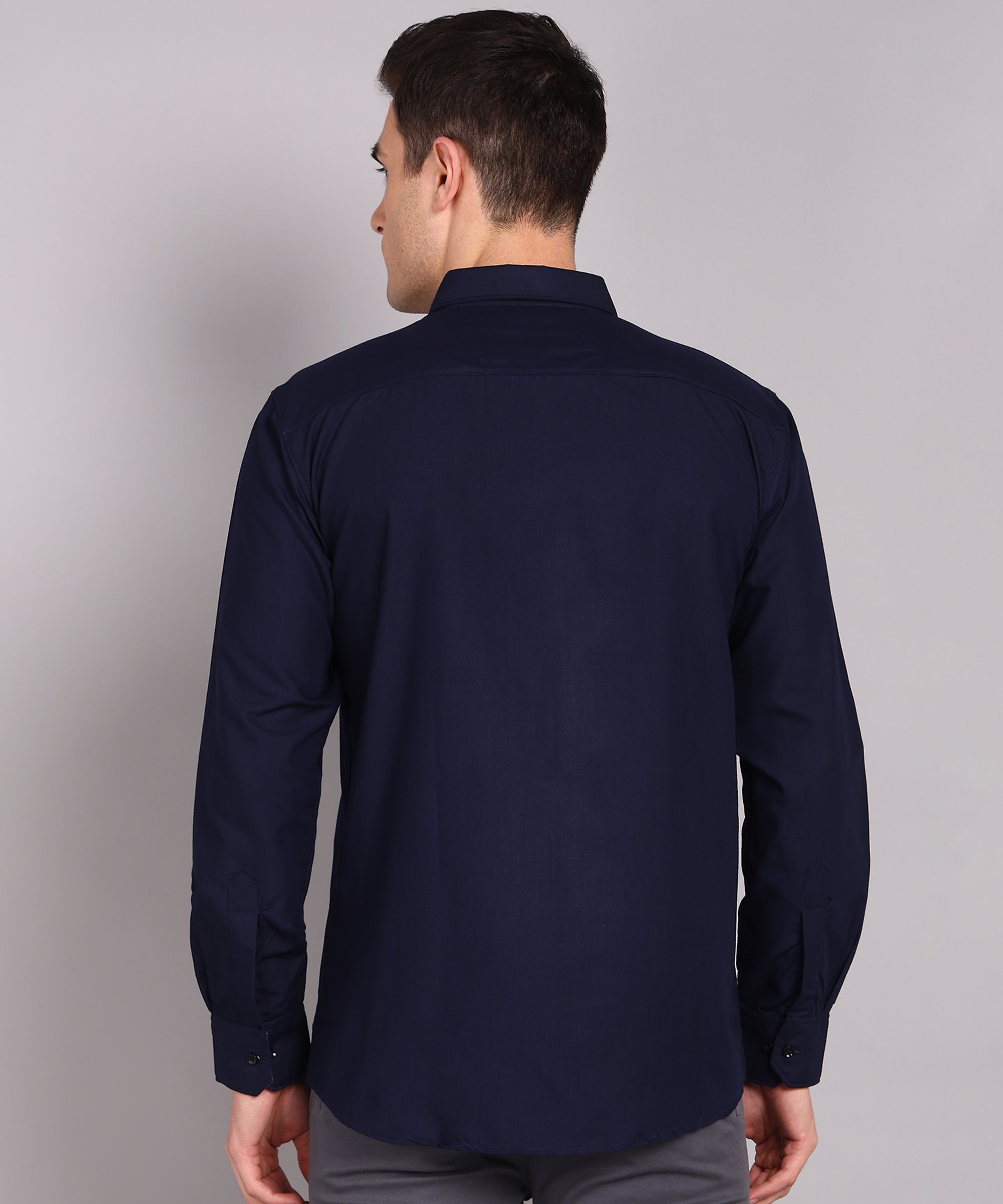 Sanganeri Solid Navy Cotton Shirt