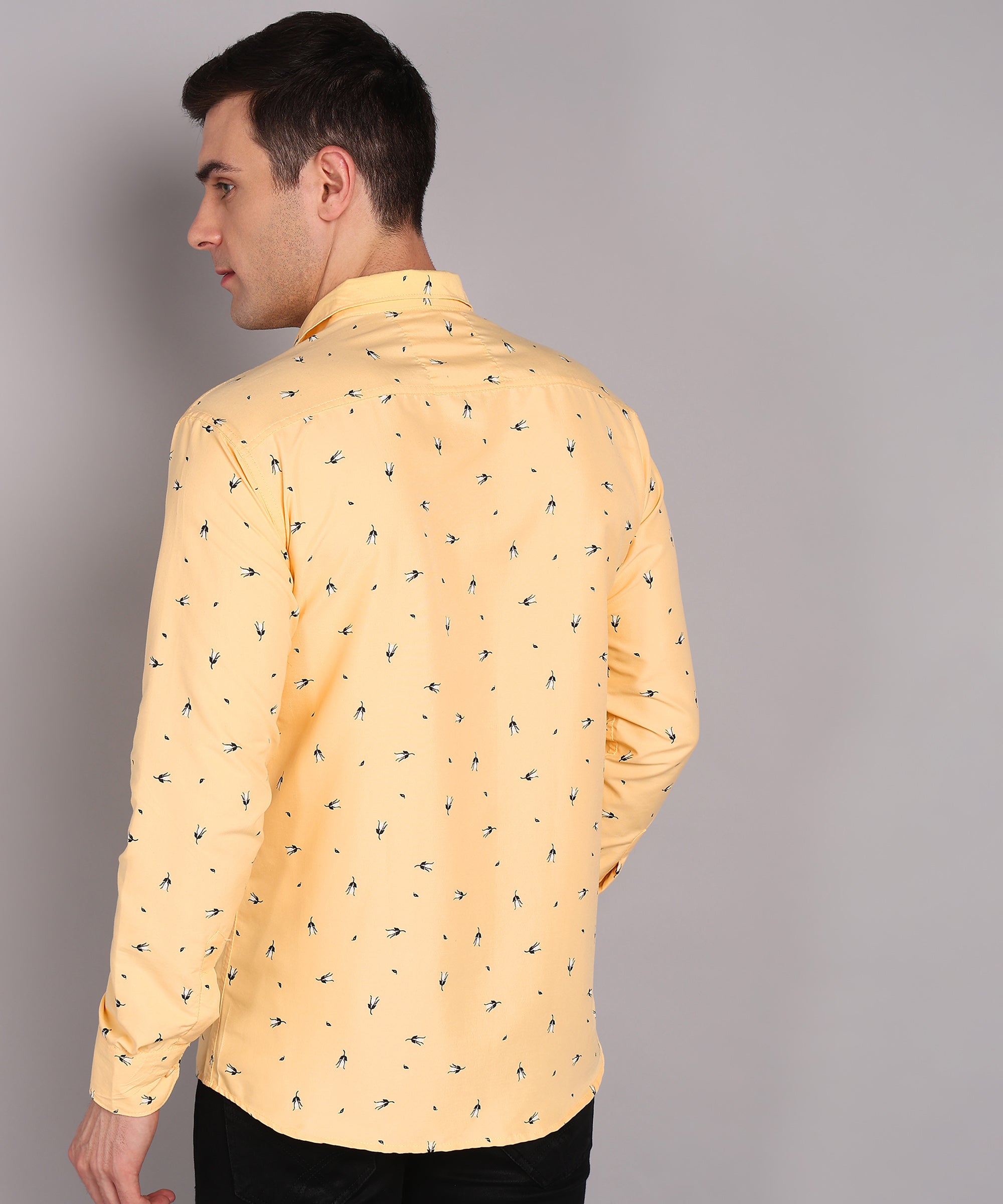 Sanganeri Yellow Printed Cotton Shirt