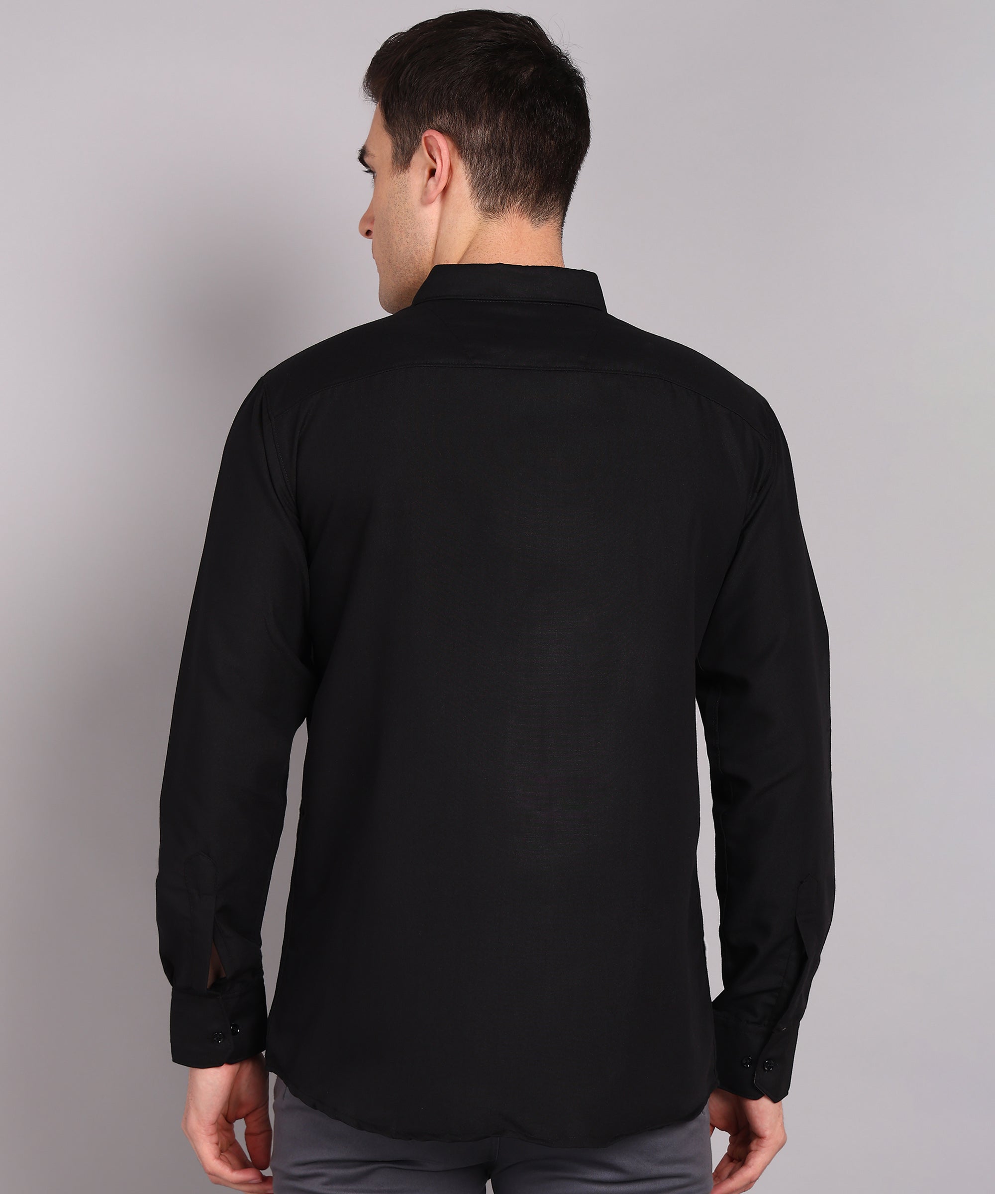 Sanganeri Solid Black Cotton Shirt