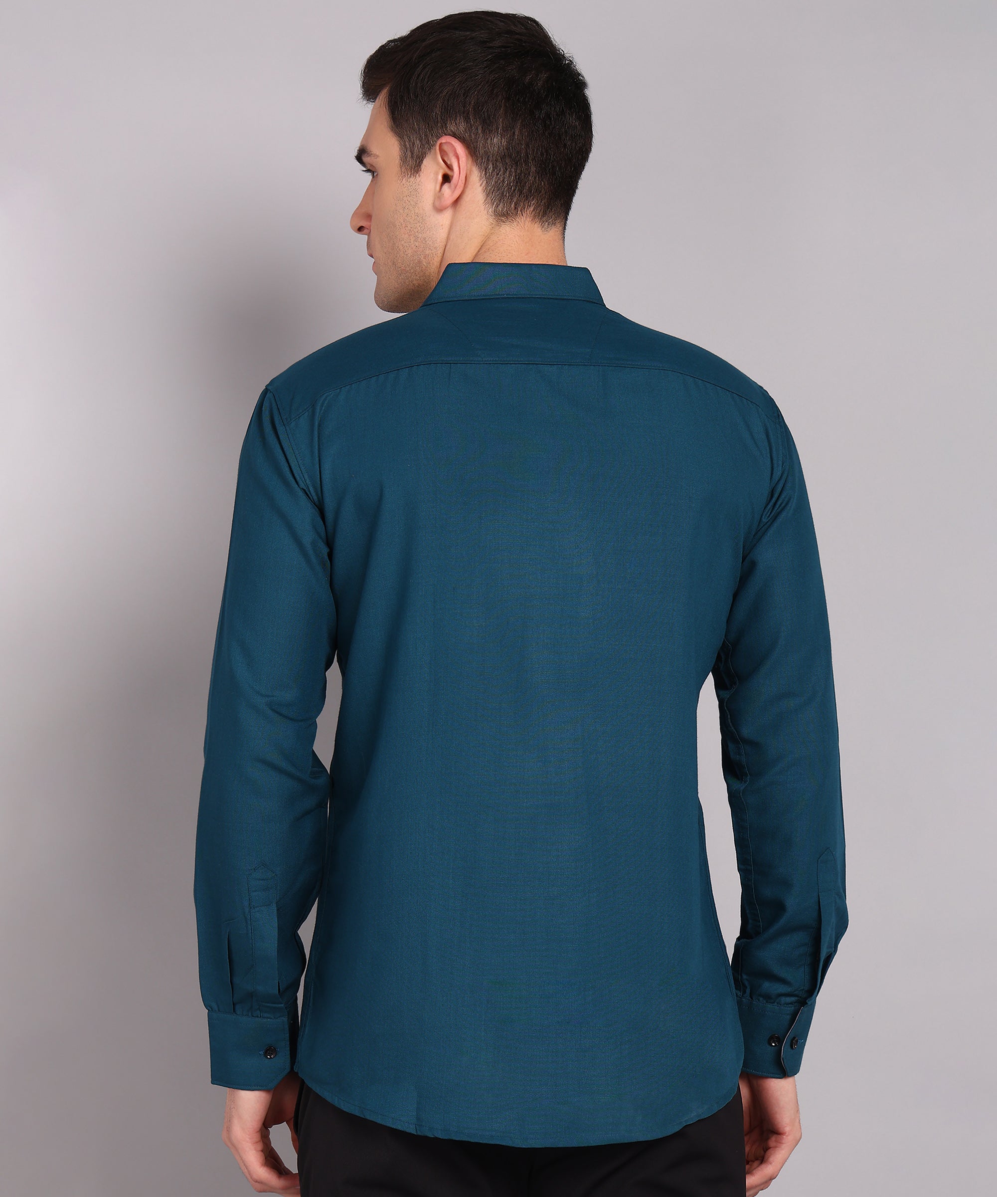 Sanganeri Teal Blue Cotton Shirt