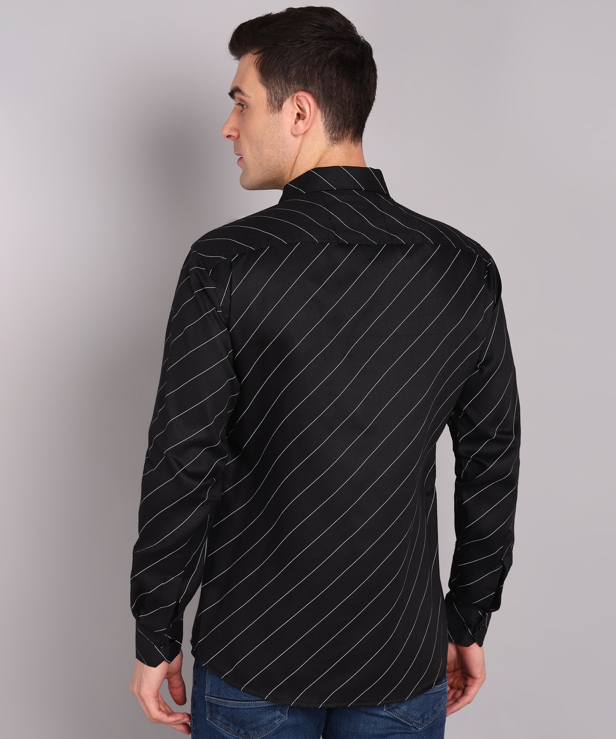 Sanganeri Black Striped Cotton Shirt