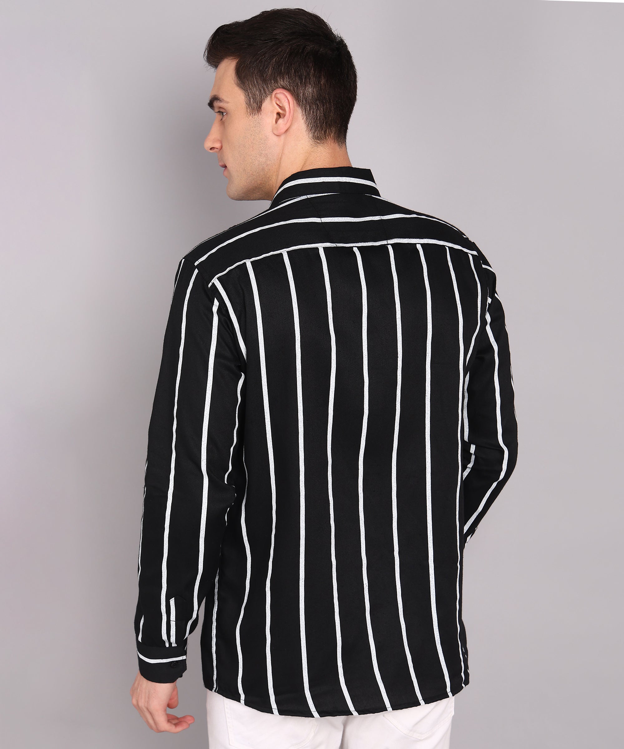 Sanganeri Black & White Striped Cotton Shirt