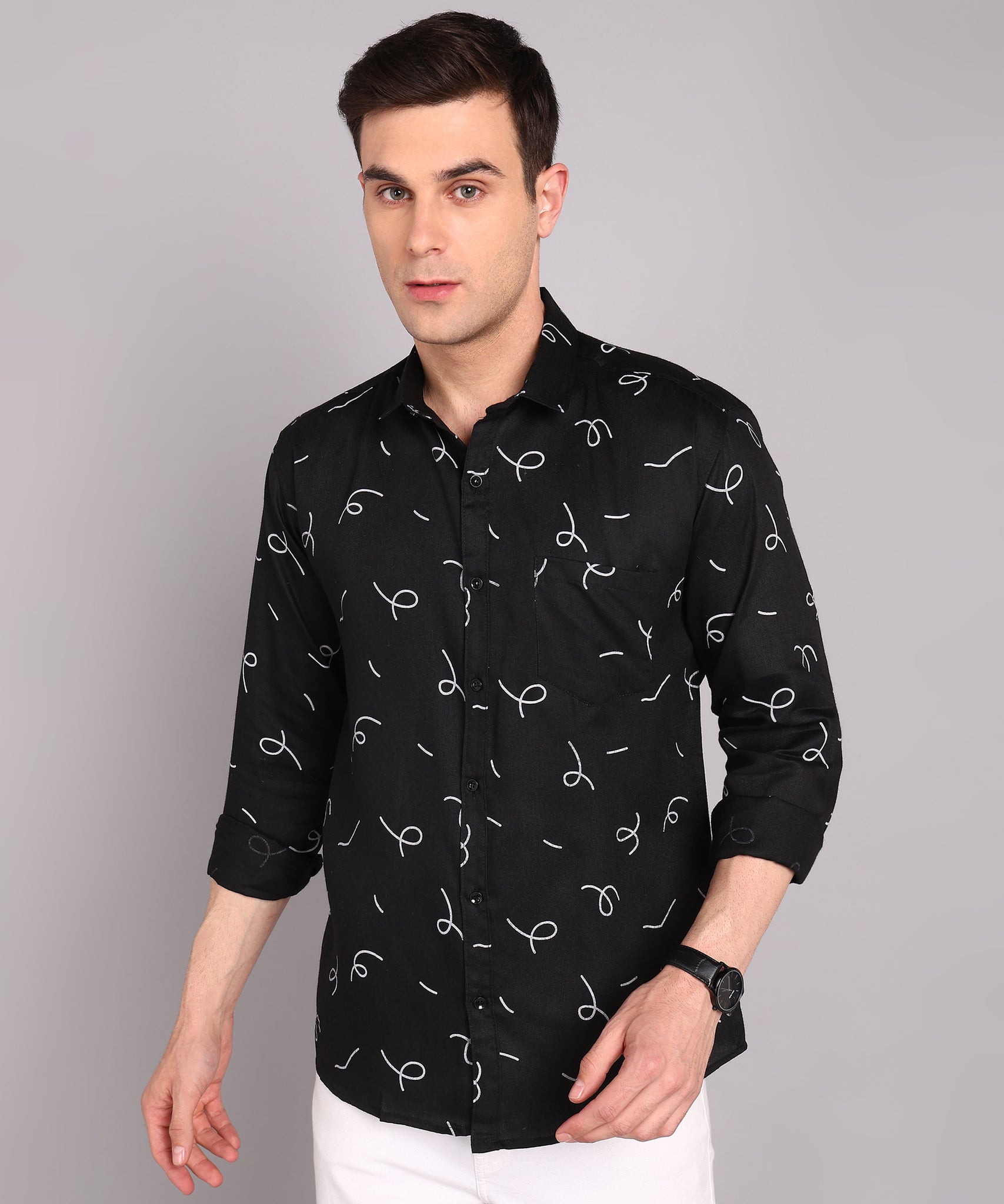 Sanganeri Black Printed Cotton Shirt