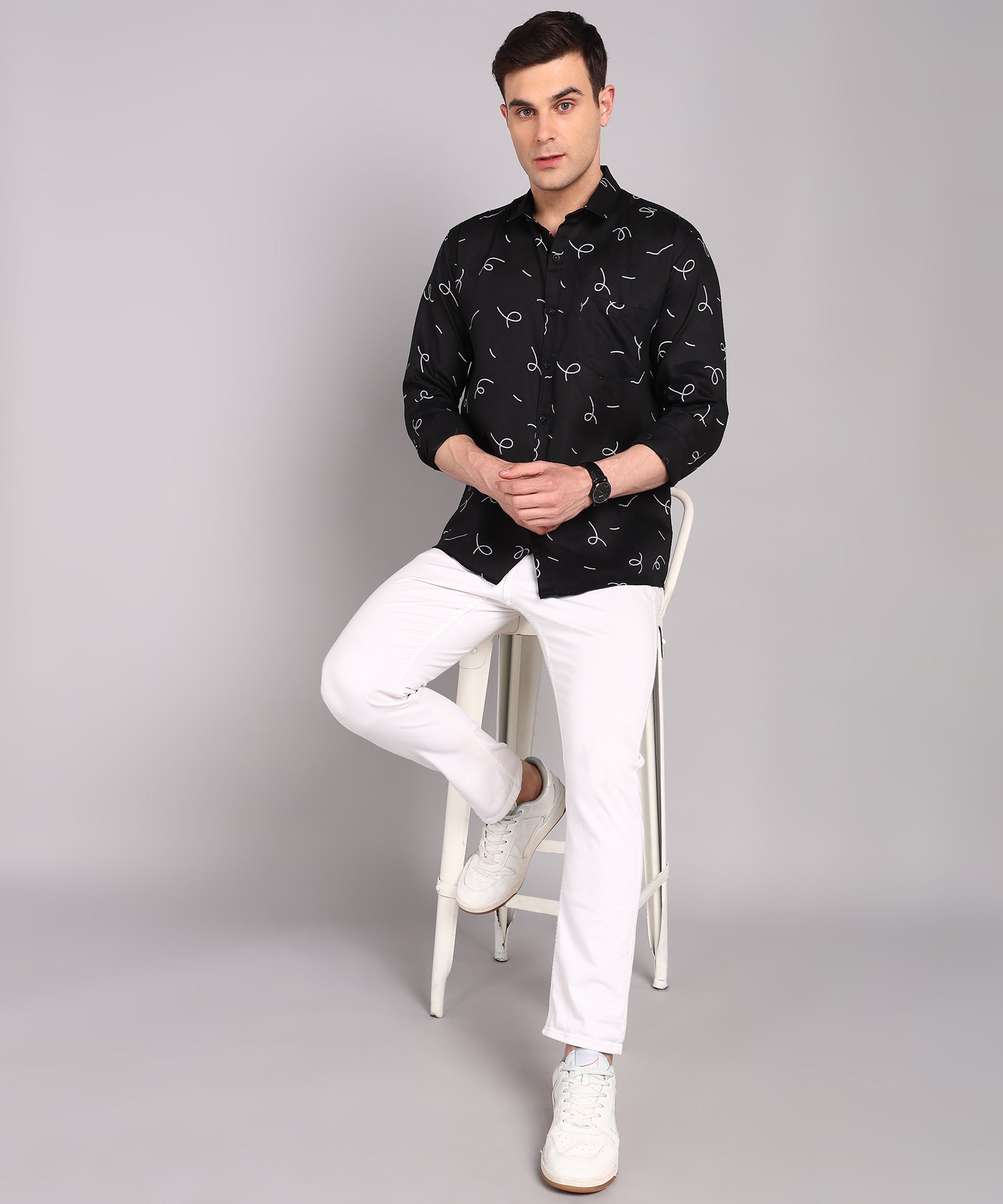 Sanganeri Black Printed Cotton Shirt