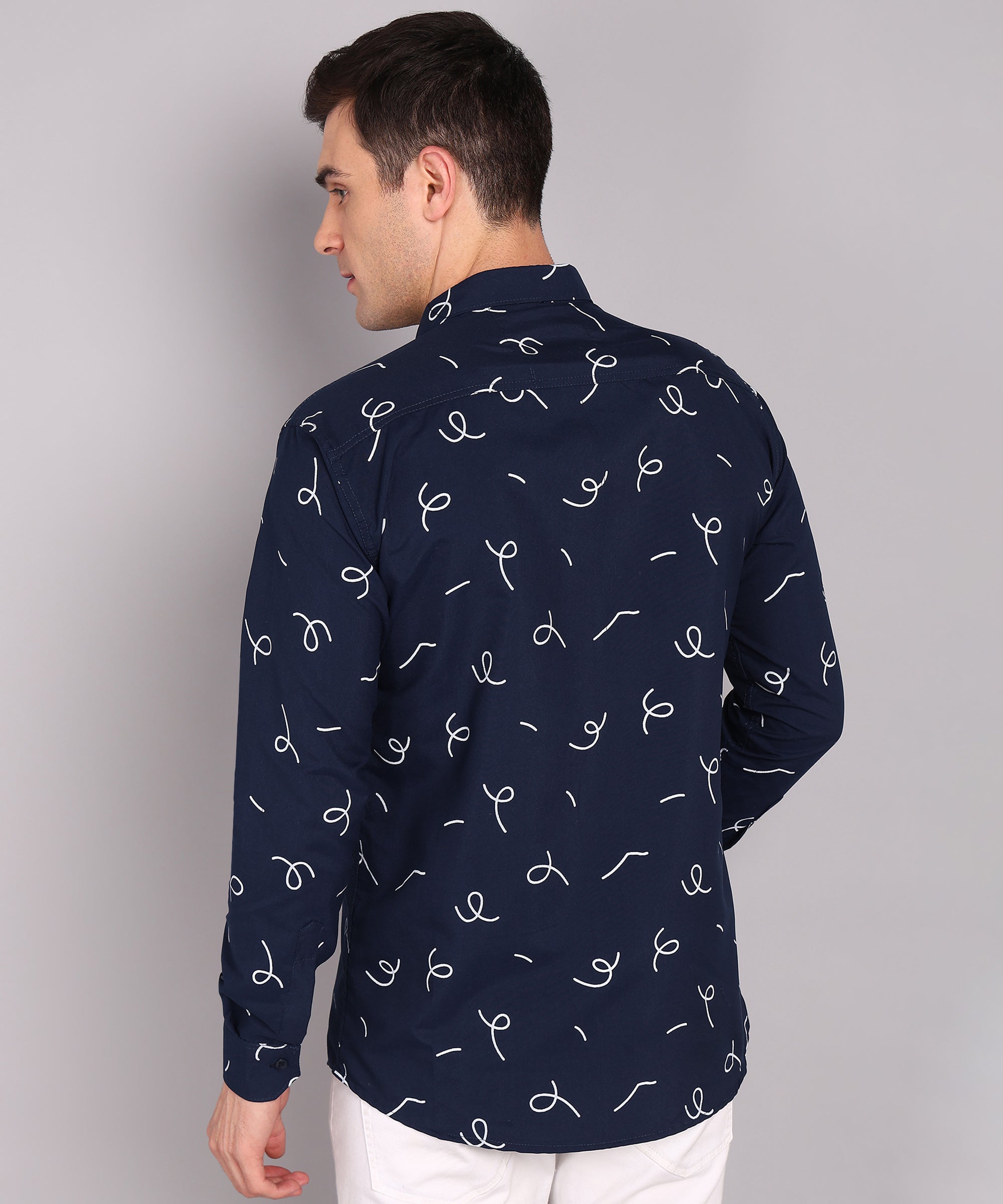 Sanganeri Navy Printed Cotton Shirt