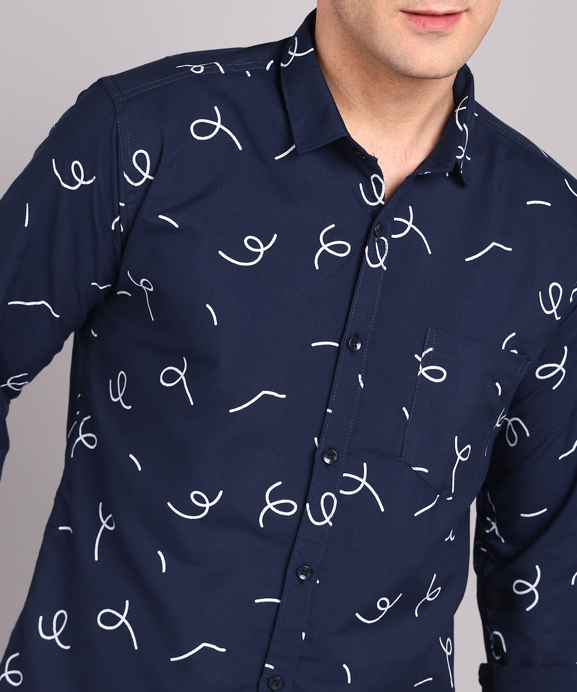 Sanganeri Navy Printed Cotton Shirt
