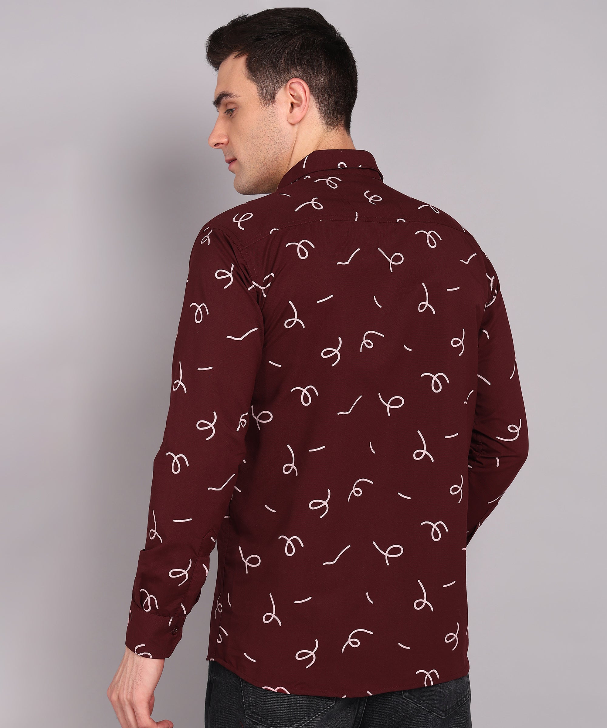 Sanganeri Maroon Printed Cotton Shirt
