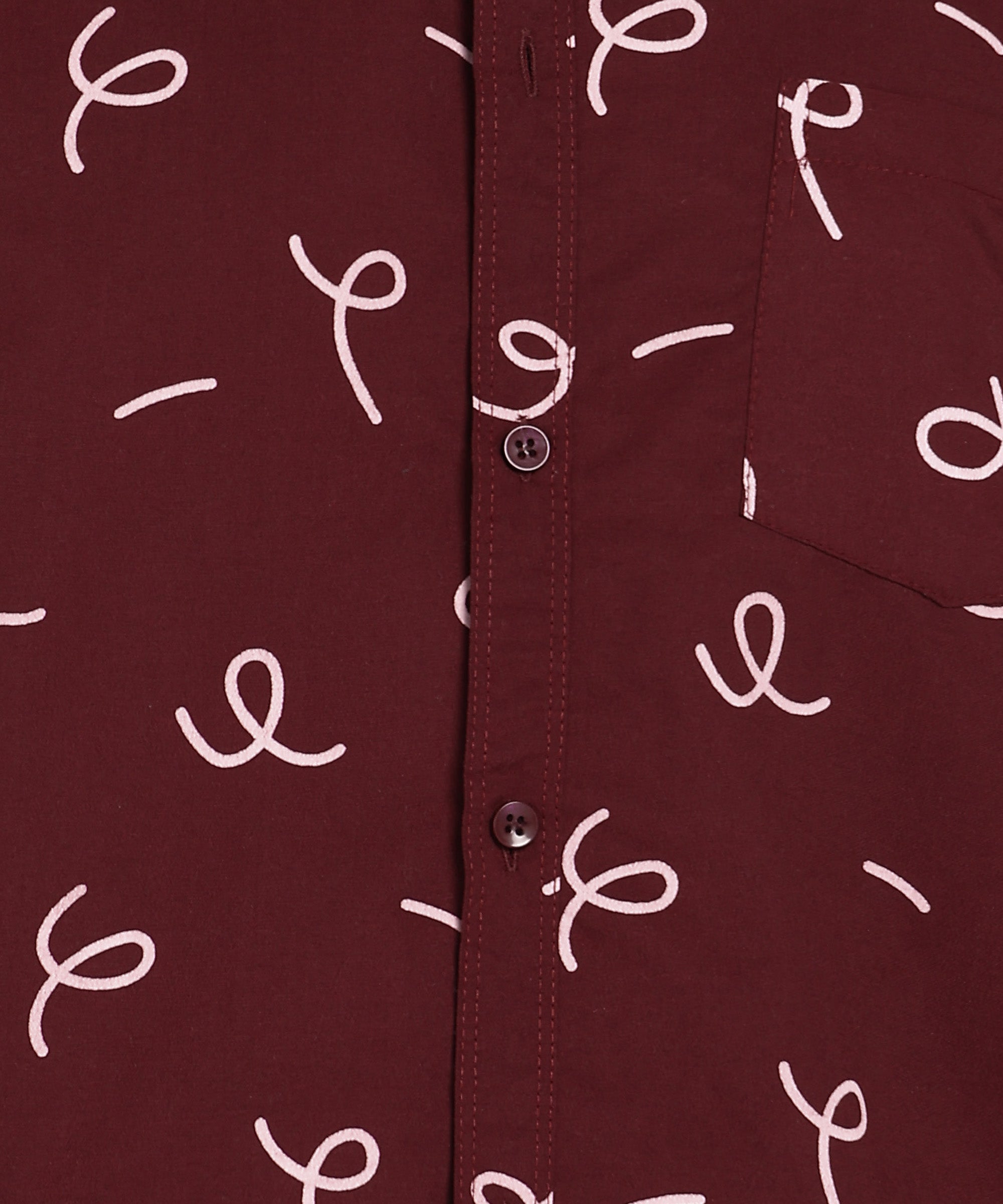 Sanganeri Maroon Printed Cotton Shirt