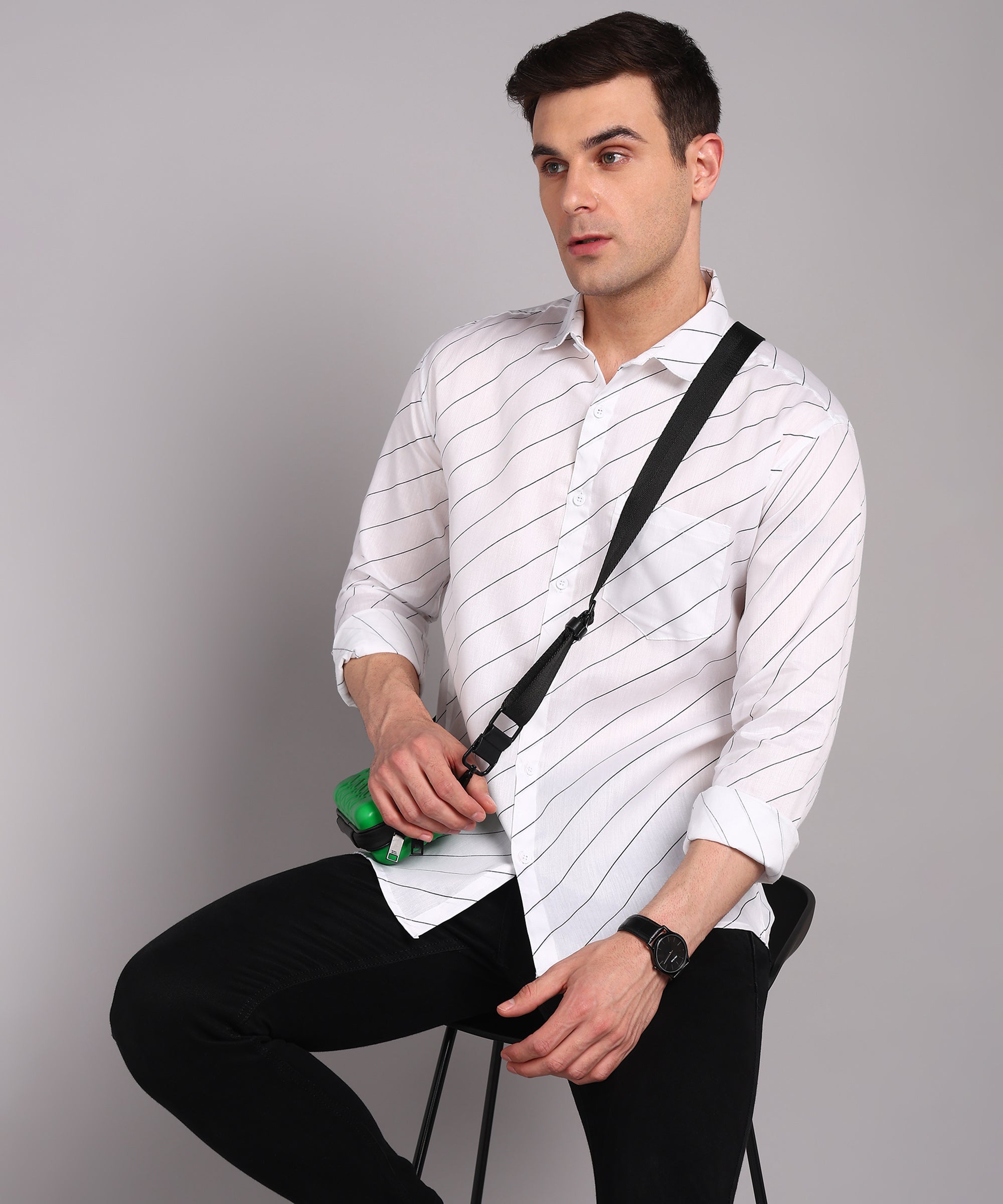 Sanganeri White Striped Cotton Shirt
