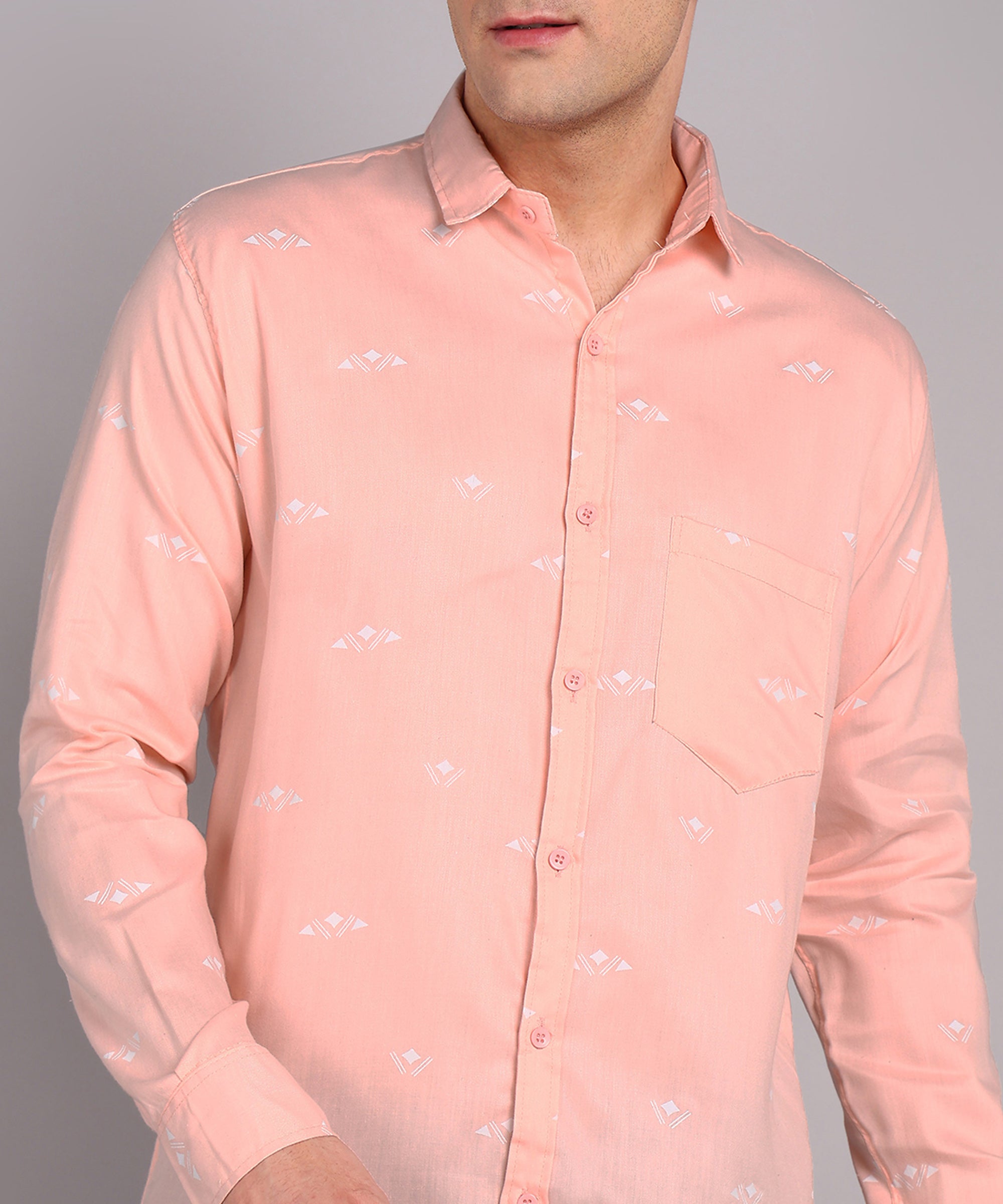 Sanganeri Peach Cotton Shirt