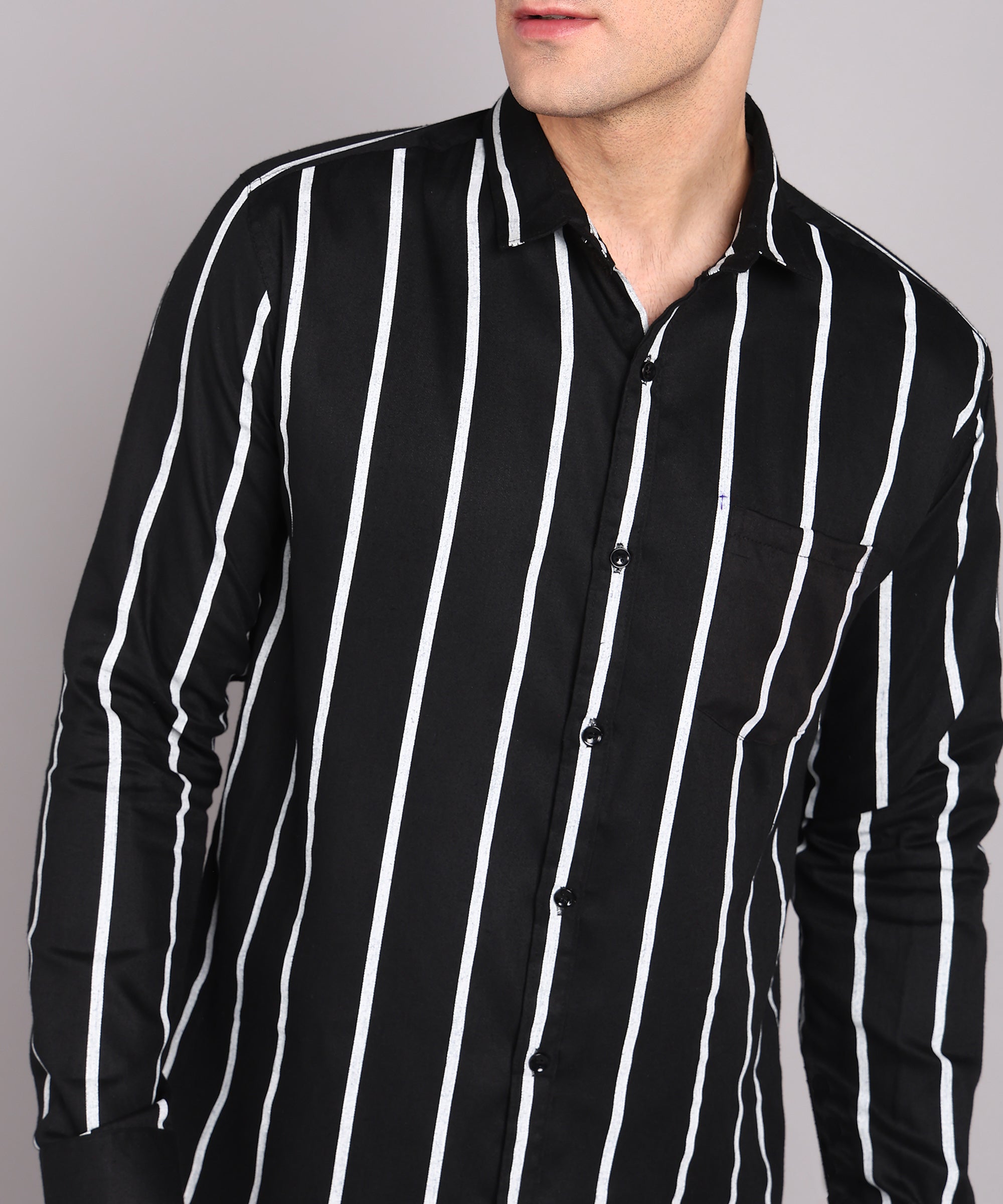 Sanganeri Black & White Striped Cotton Shirt