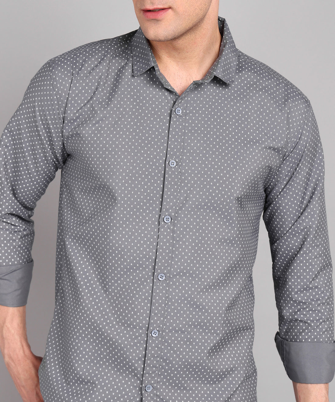 Sanganeri Grey Cotton Shirt
