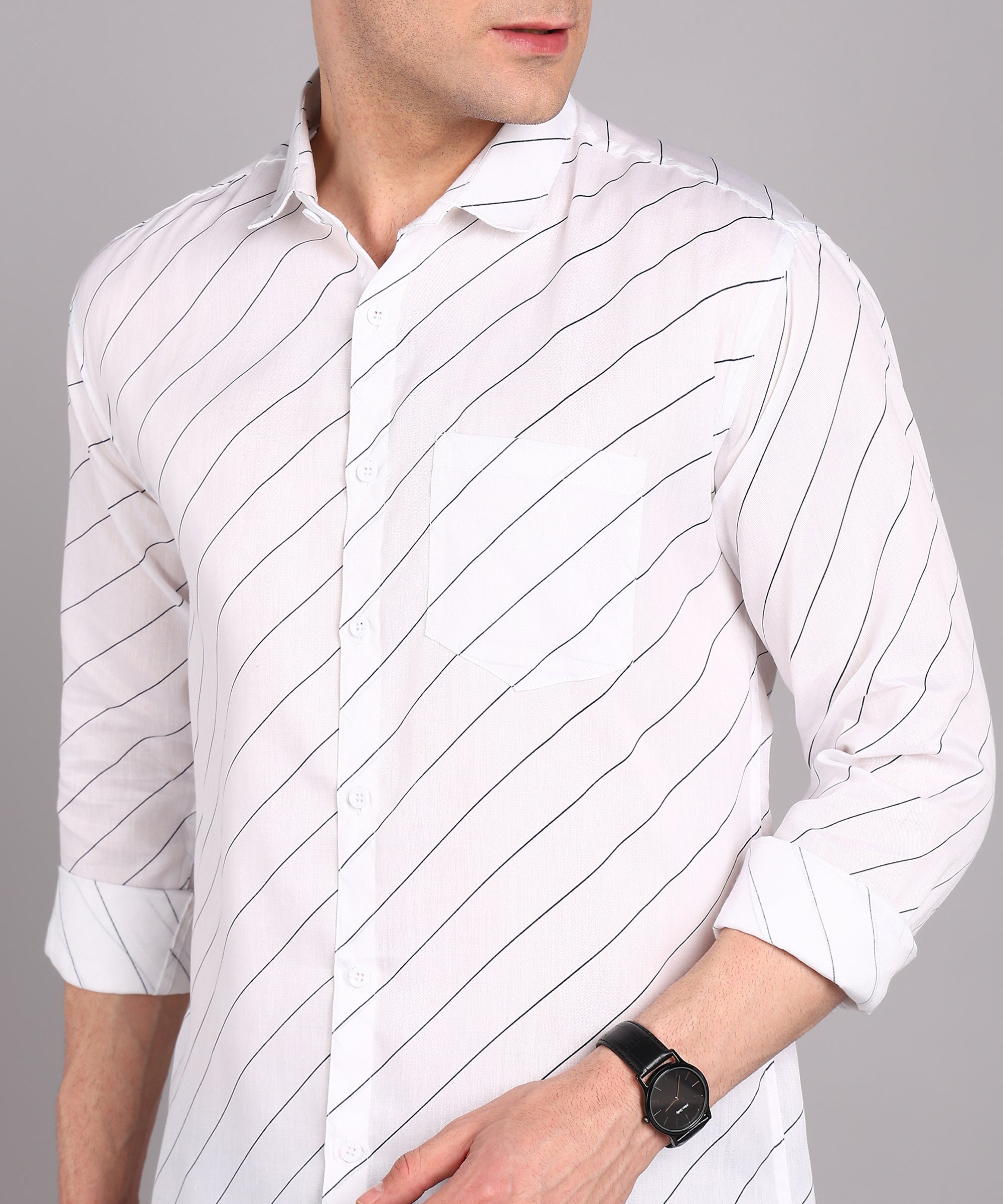 Sanganeri White Striped Cotton Shirt