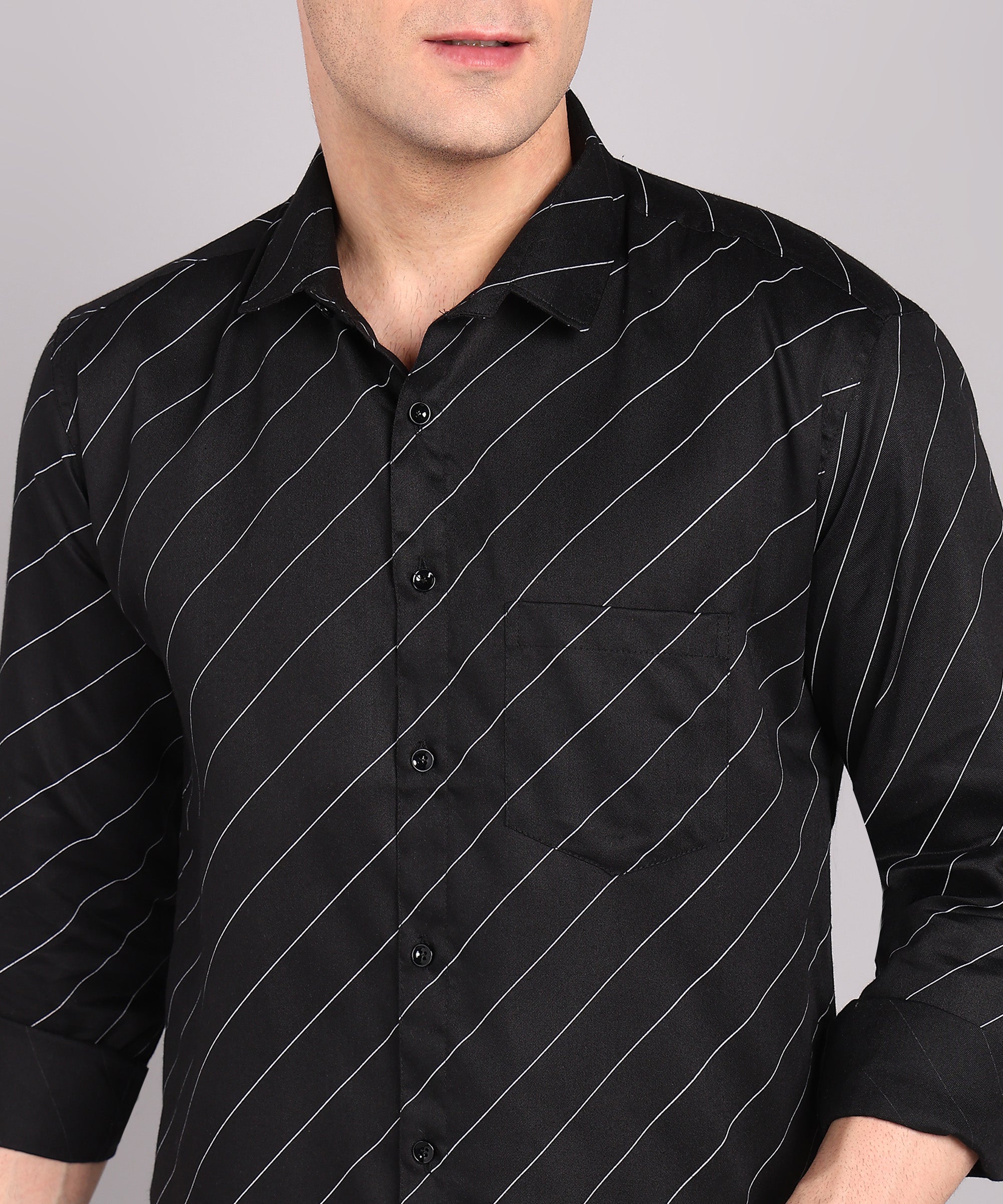 Sanganeri Black Striped Cotton Shirt