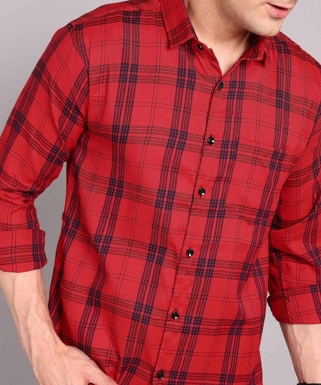 Red & Black Checked Casual Shirt