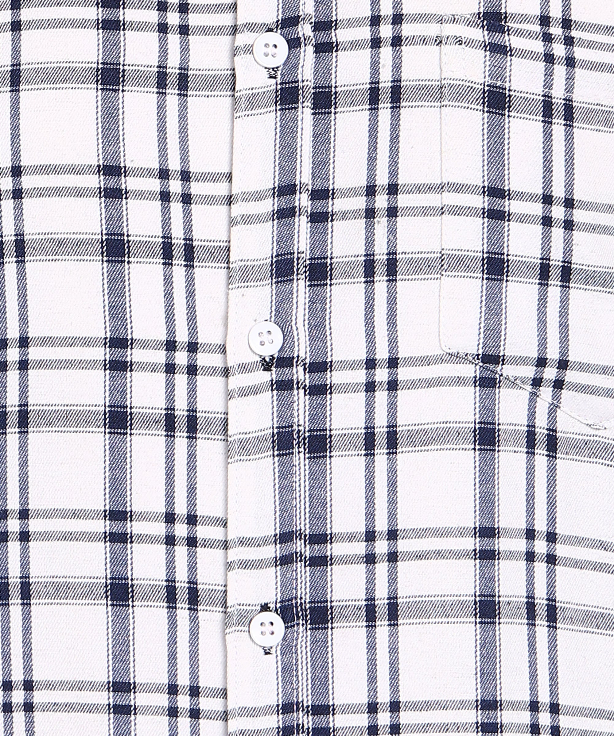Sanganeri White & Black Checked Cotton Shirt