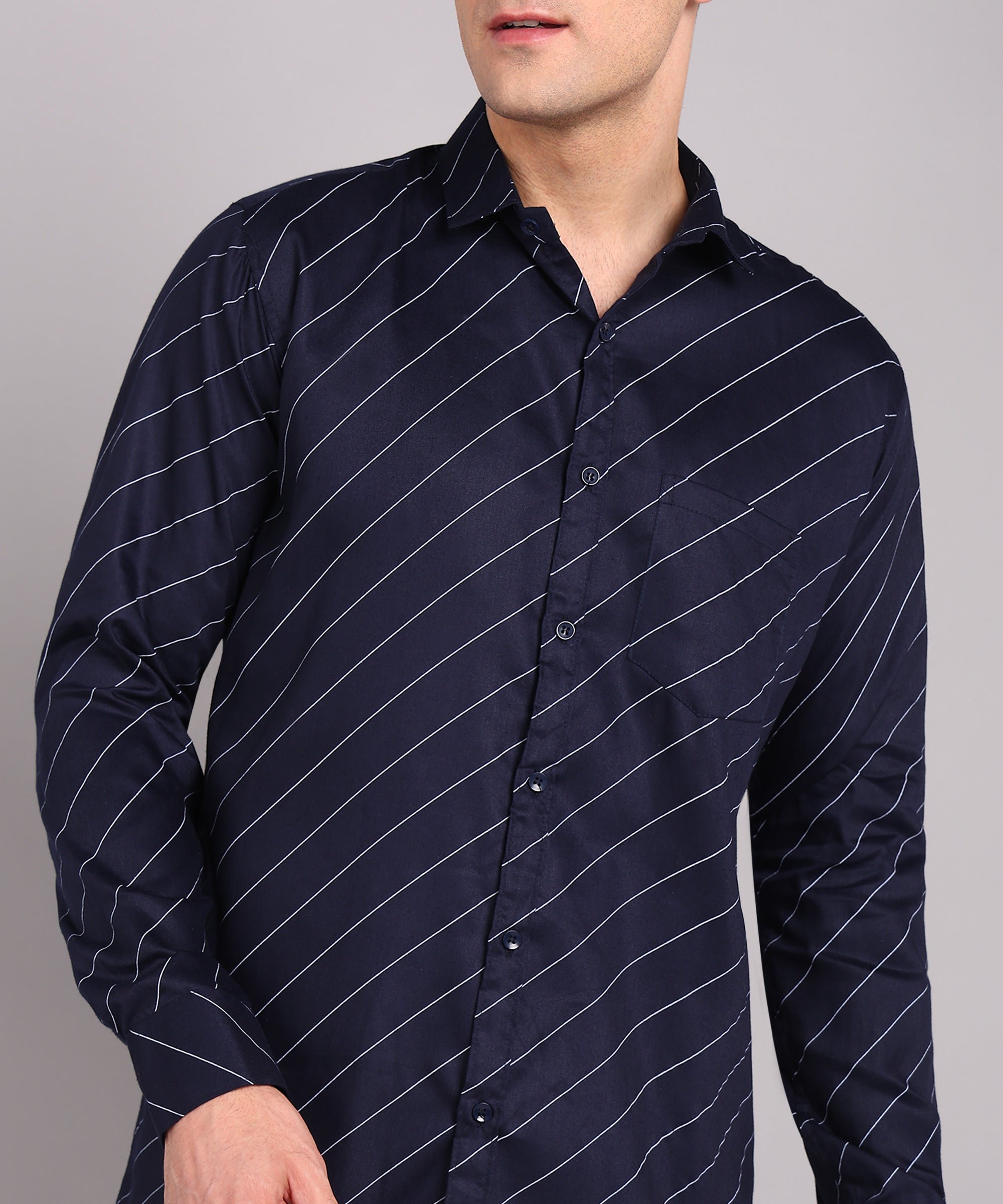 Sanganeri Navy Striped Cotton Shirt