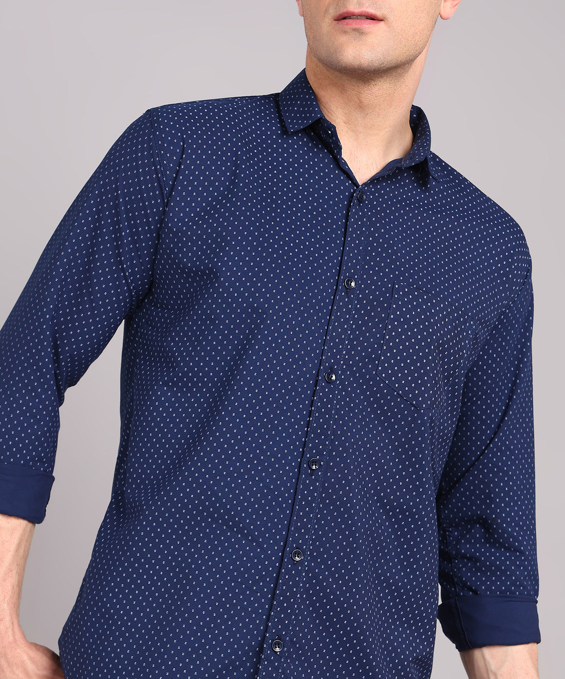 Sanganeri Navy Cotton Shirt