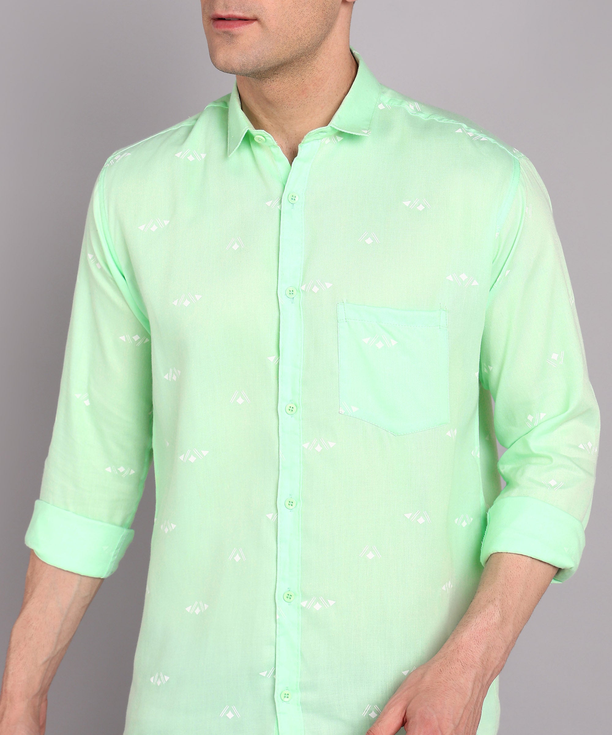 Sanganeri Mint Green Cotton Shirt