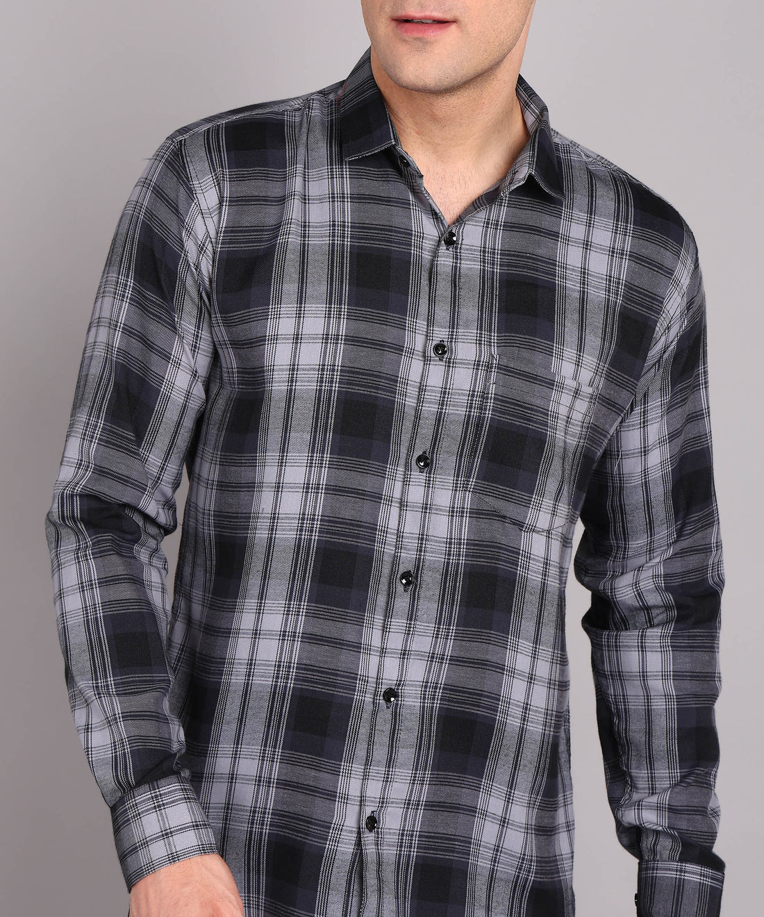 Black & Grey Gradient Checked Shirt