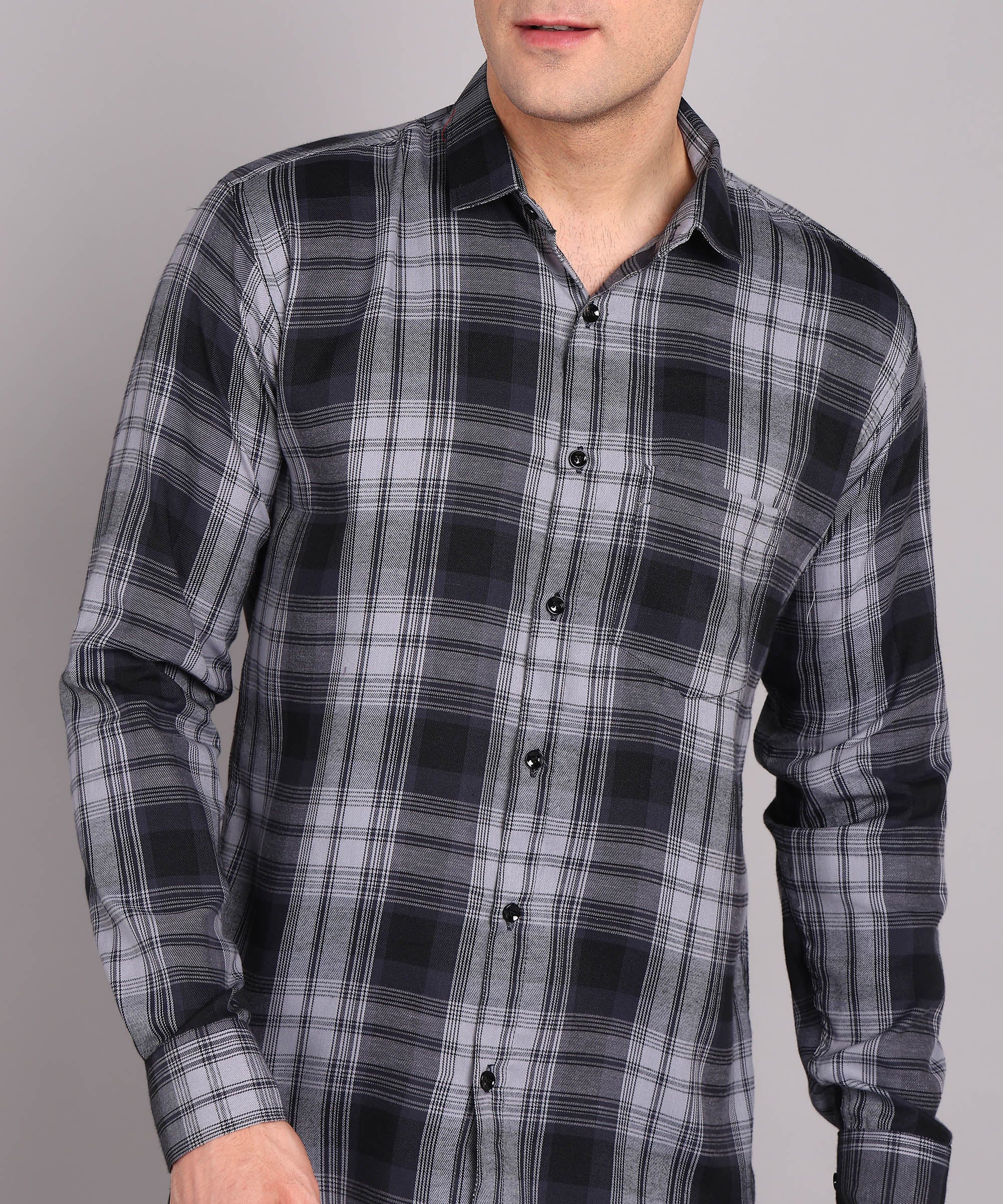 Black & Grey Gradient Checked Shirt
