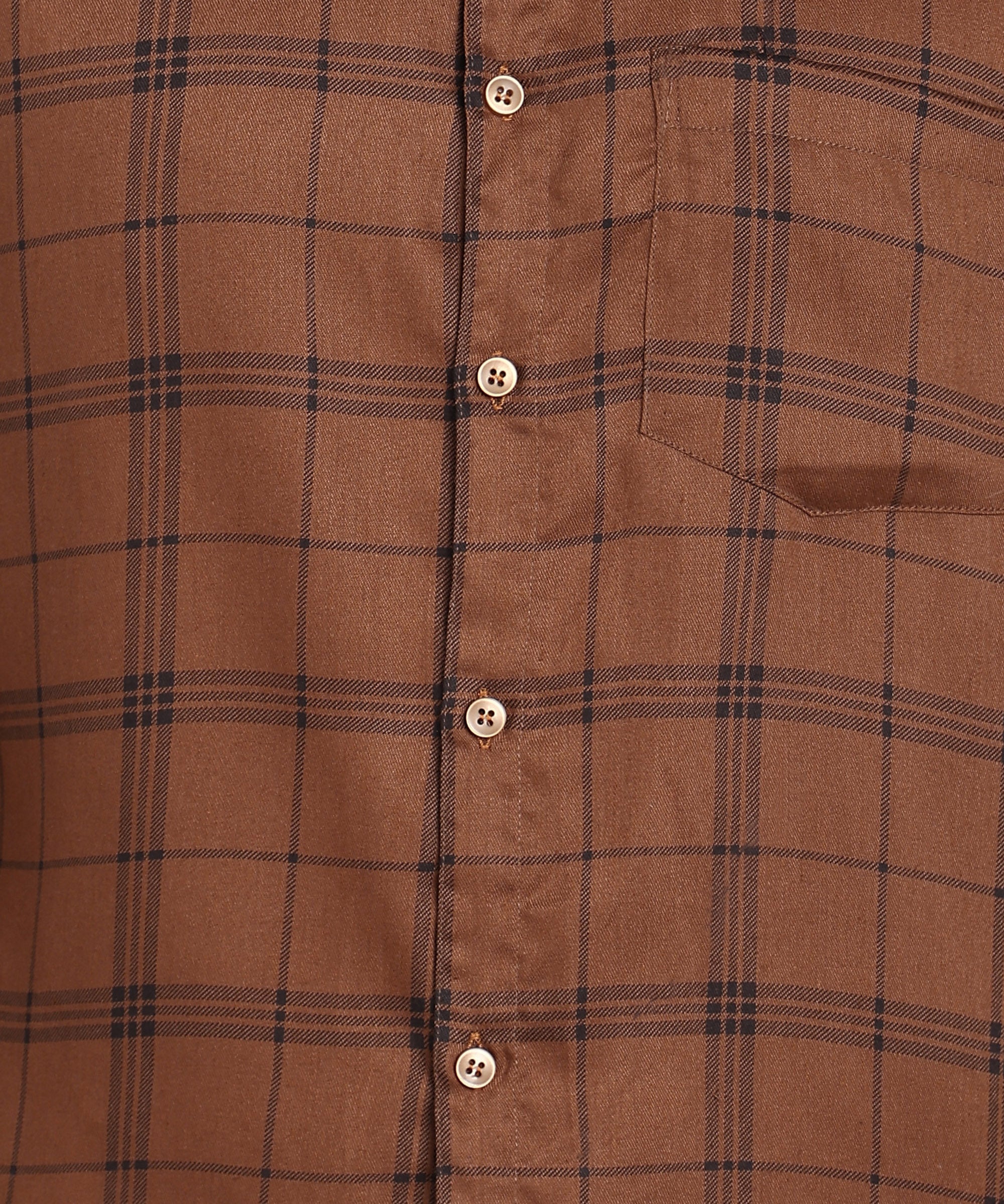 Sanganeri Brown & Black Checked Cotton Shirt