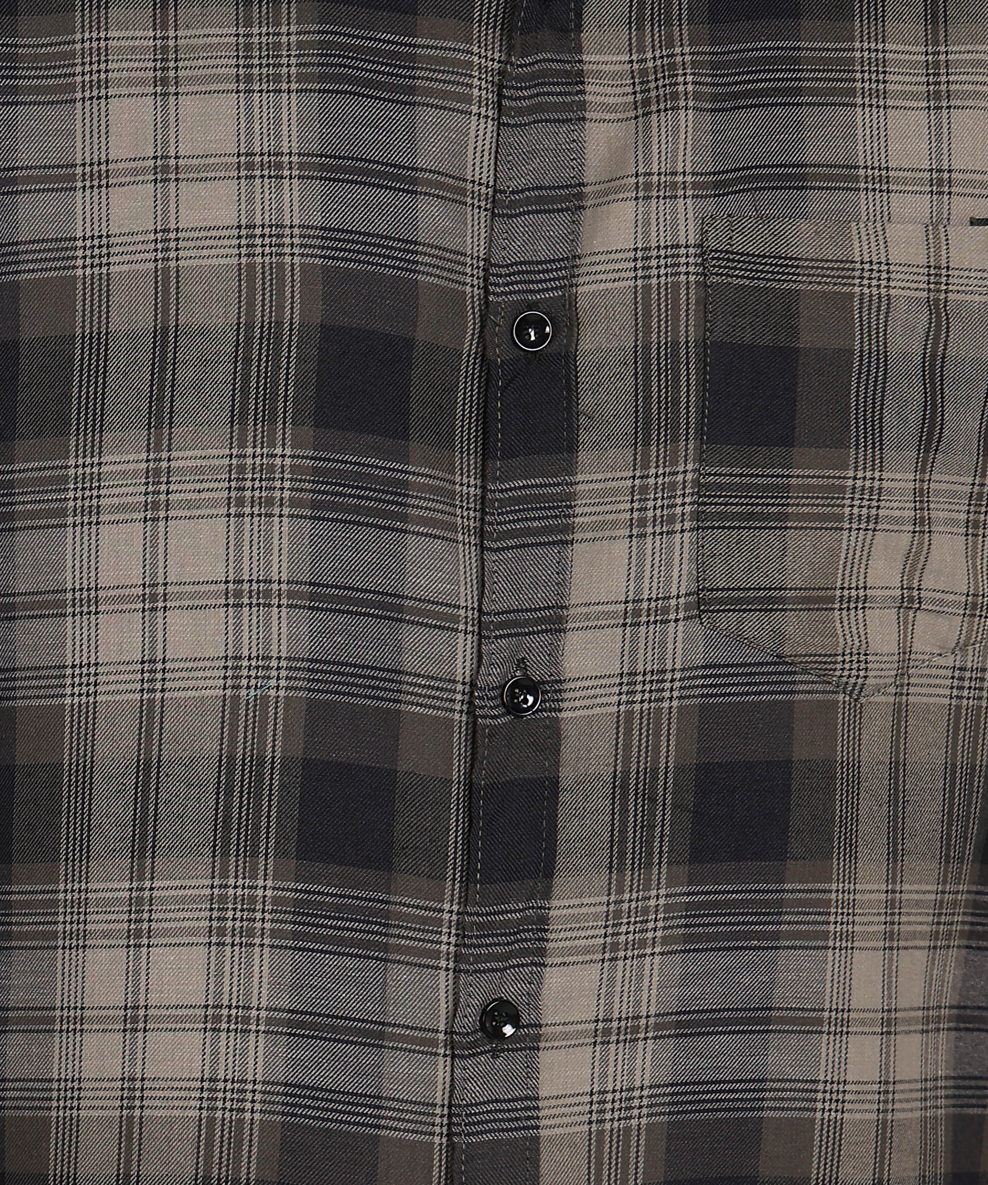 Olive Grey Checked Casual Shirt