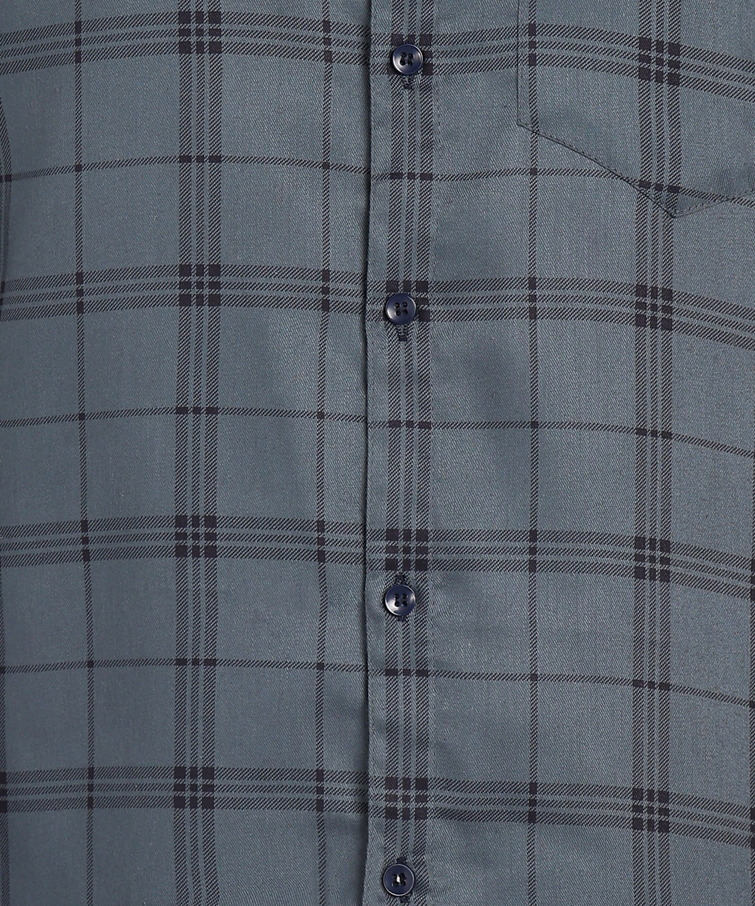 Sanganeri Grey & Navy Checked Cotton Shirt