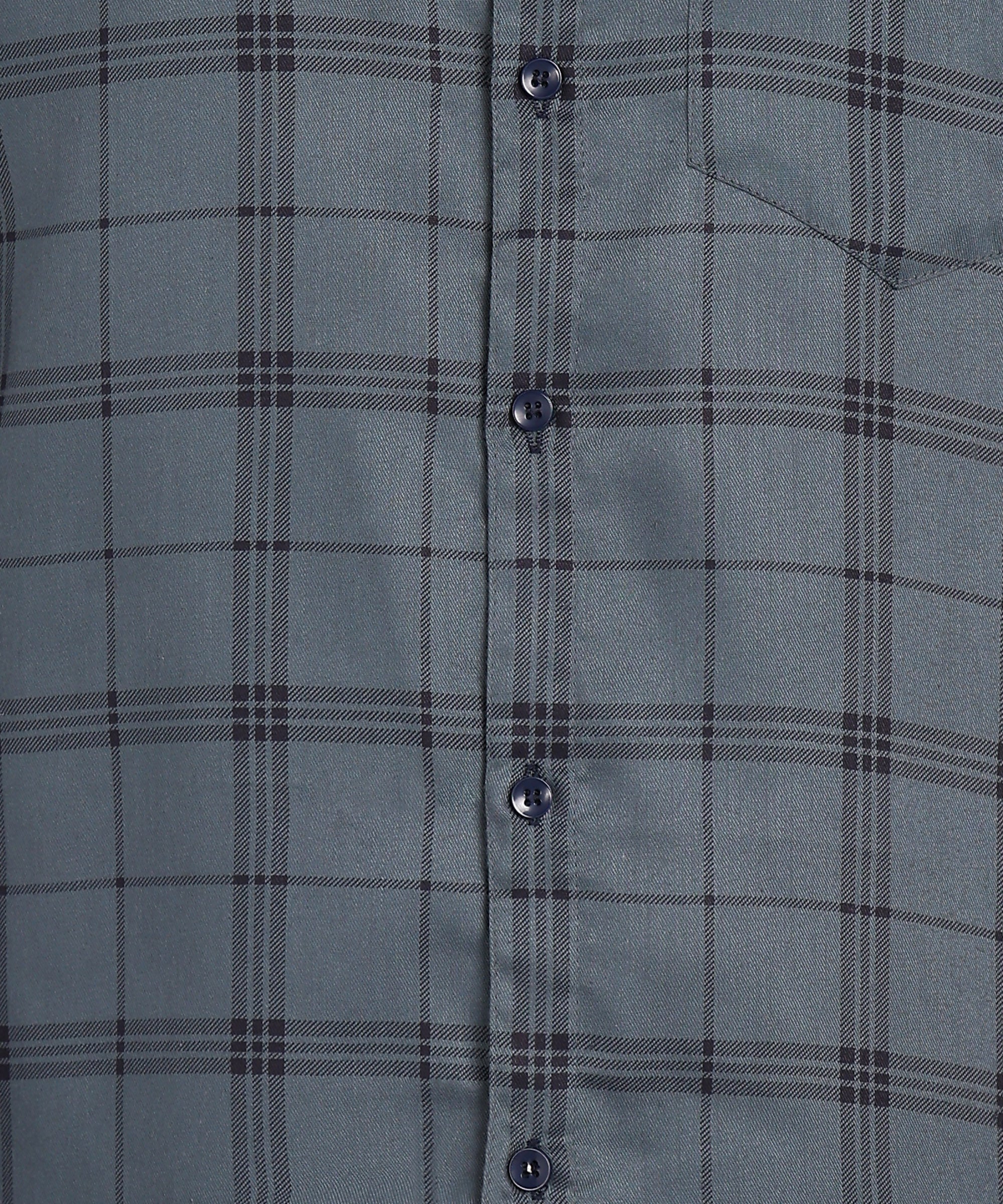 Sanganeri Grey & Navy Checked Cotton Shirt
