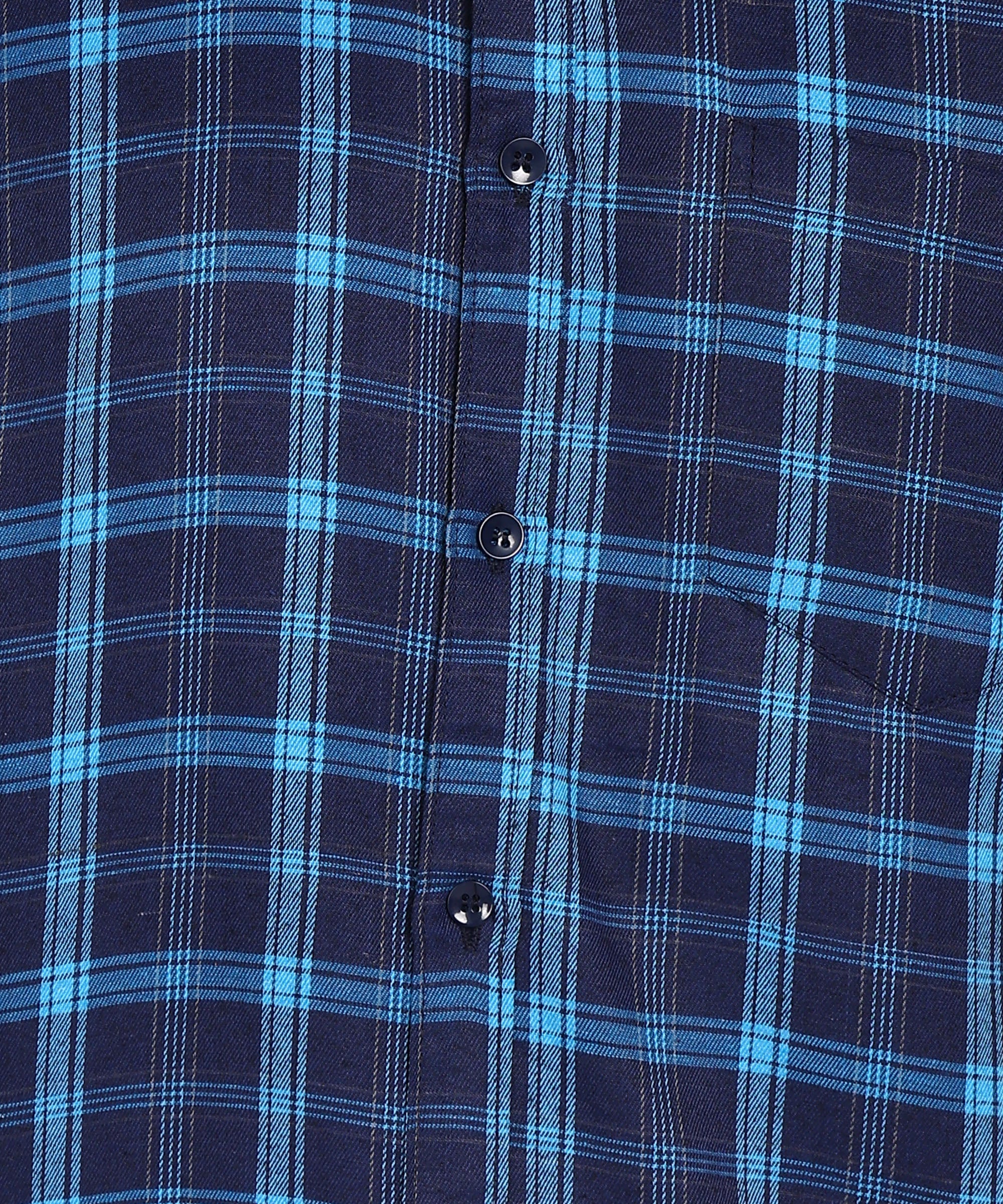 Sanganeri Navy & Blue Checked Cotton Shirt