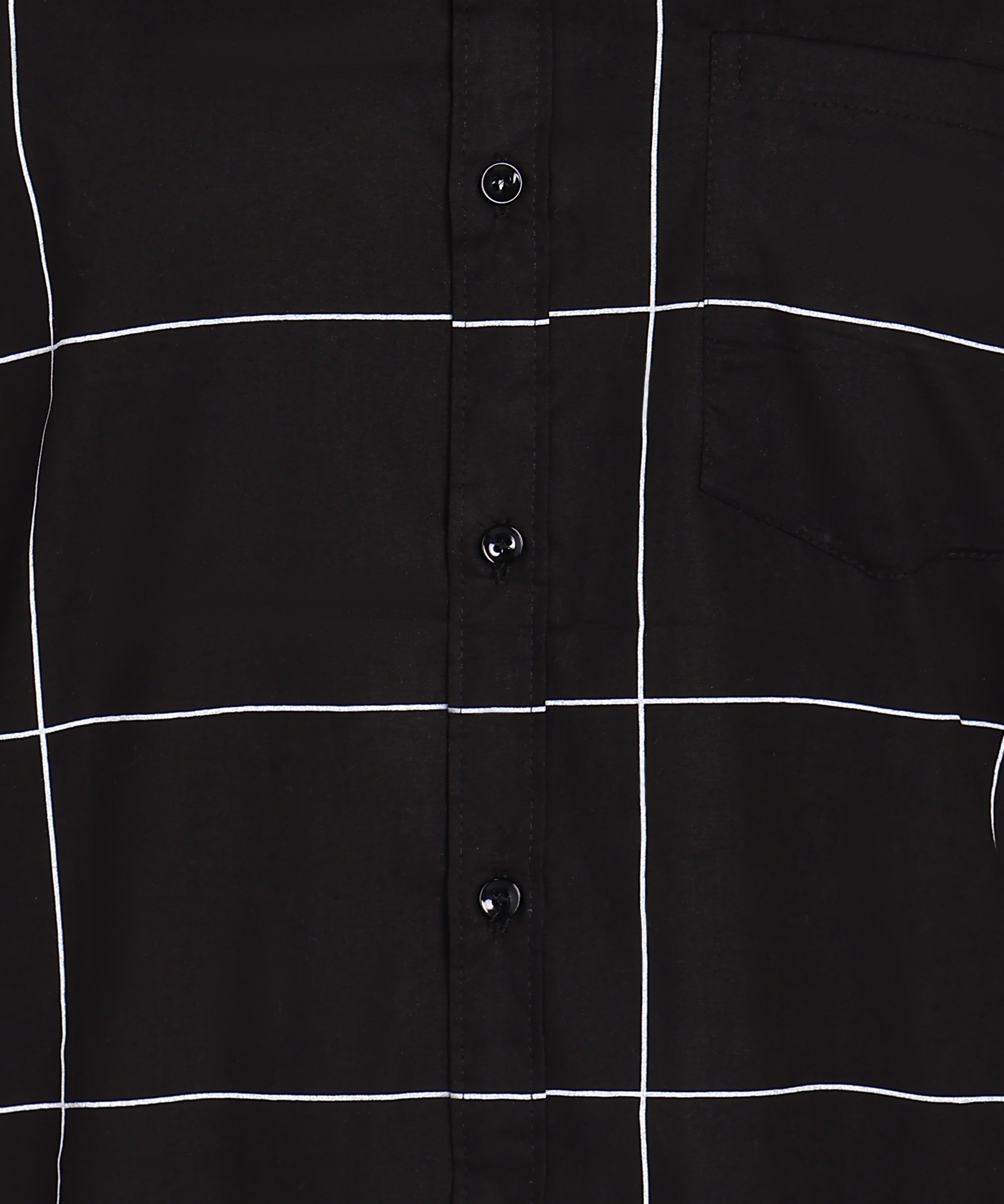 Black Windowpane Checks Slim Fit Casual Shirt