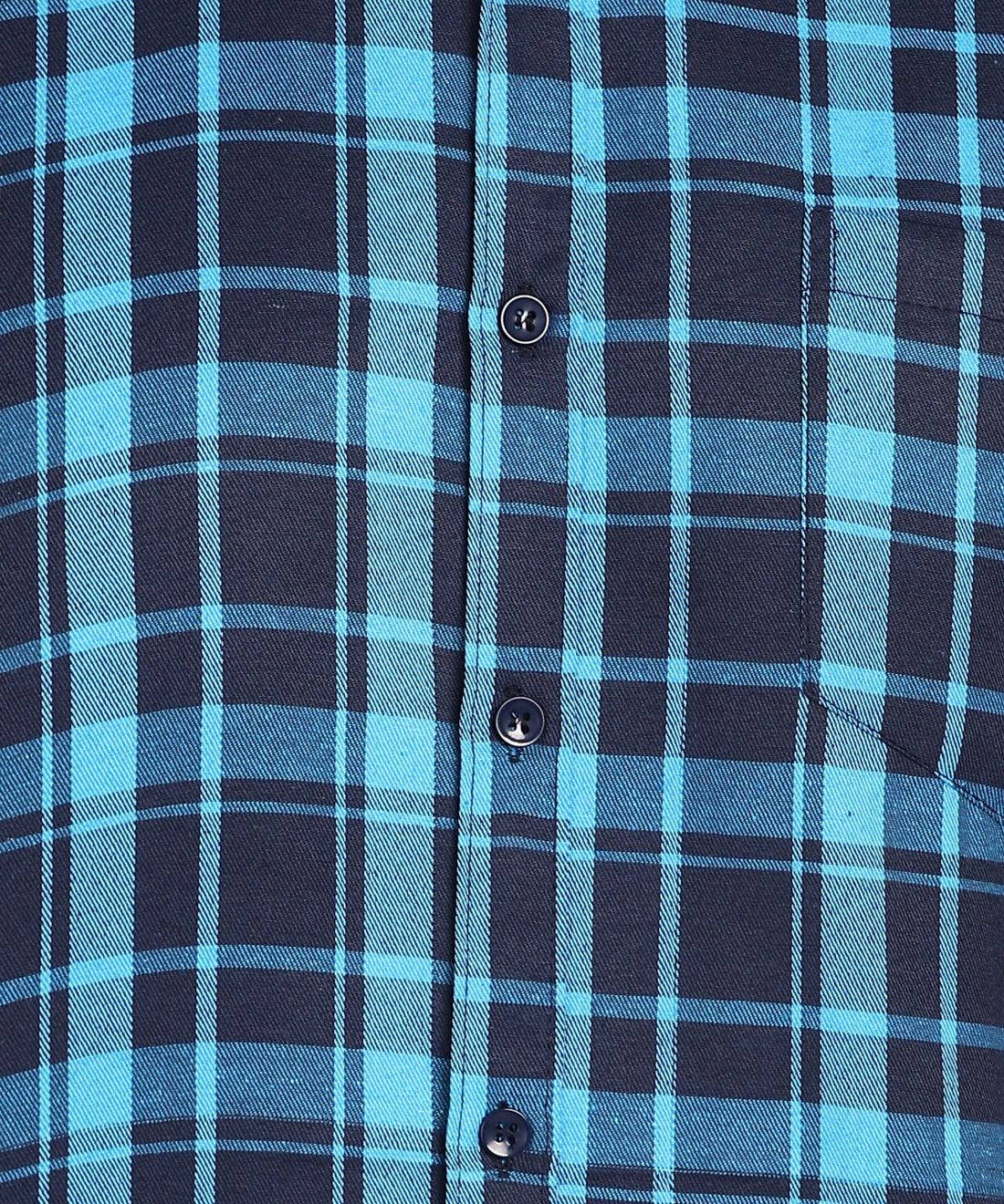 Sanganeri Navy & Cyan Checked Cotton Shirt
