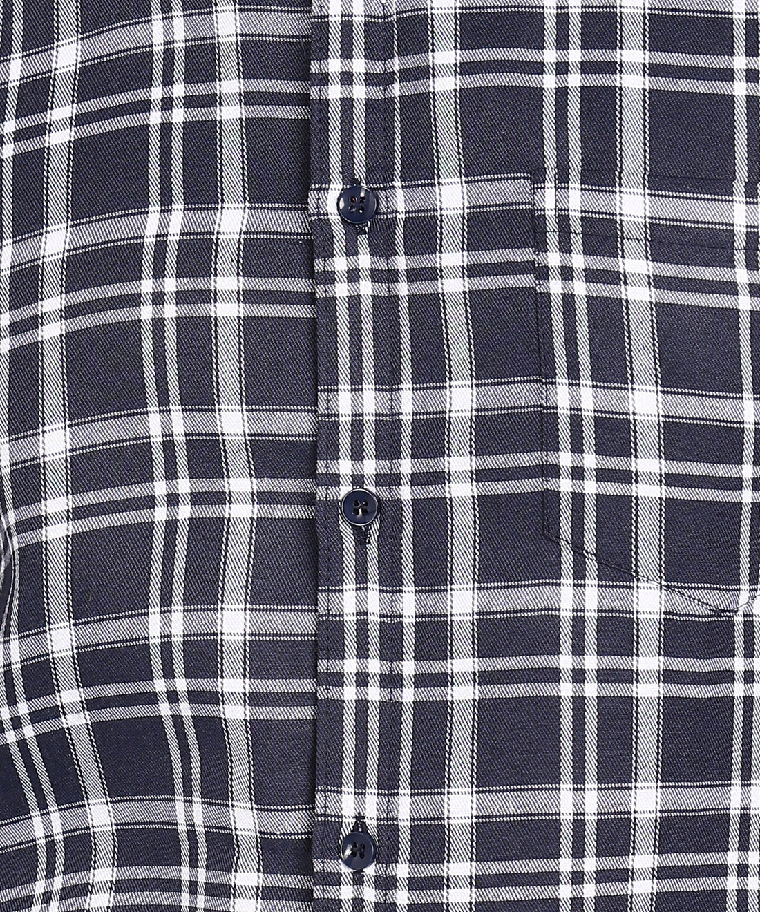 Sanganeri White & Navy Casual Checked Cotton Shirt