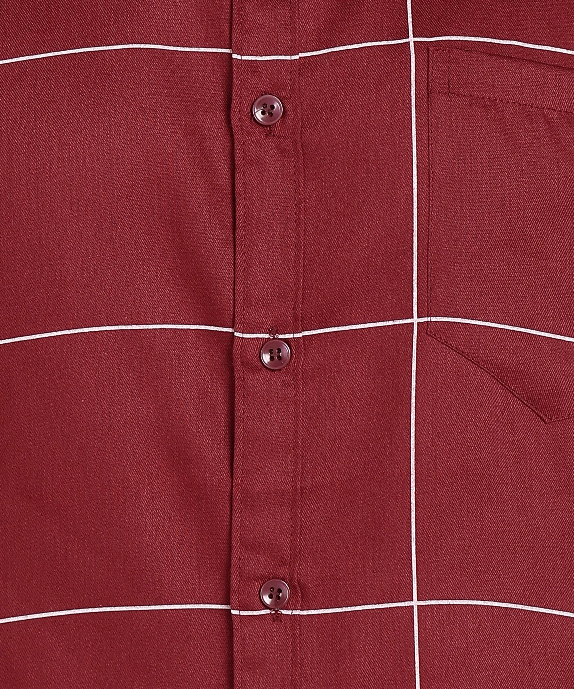 Sanganeri Maroon & White Bold Checked Cotton Shirt