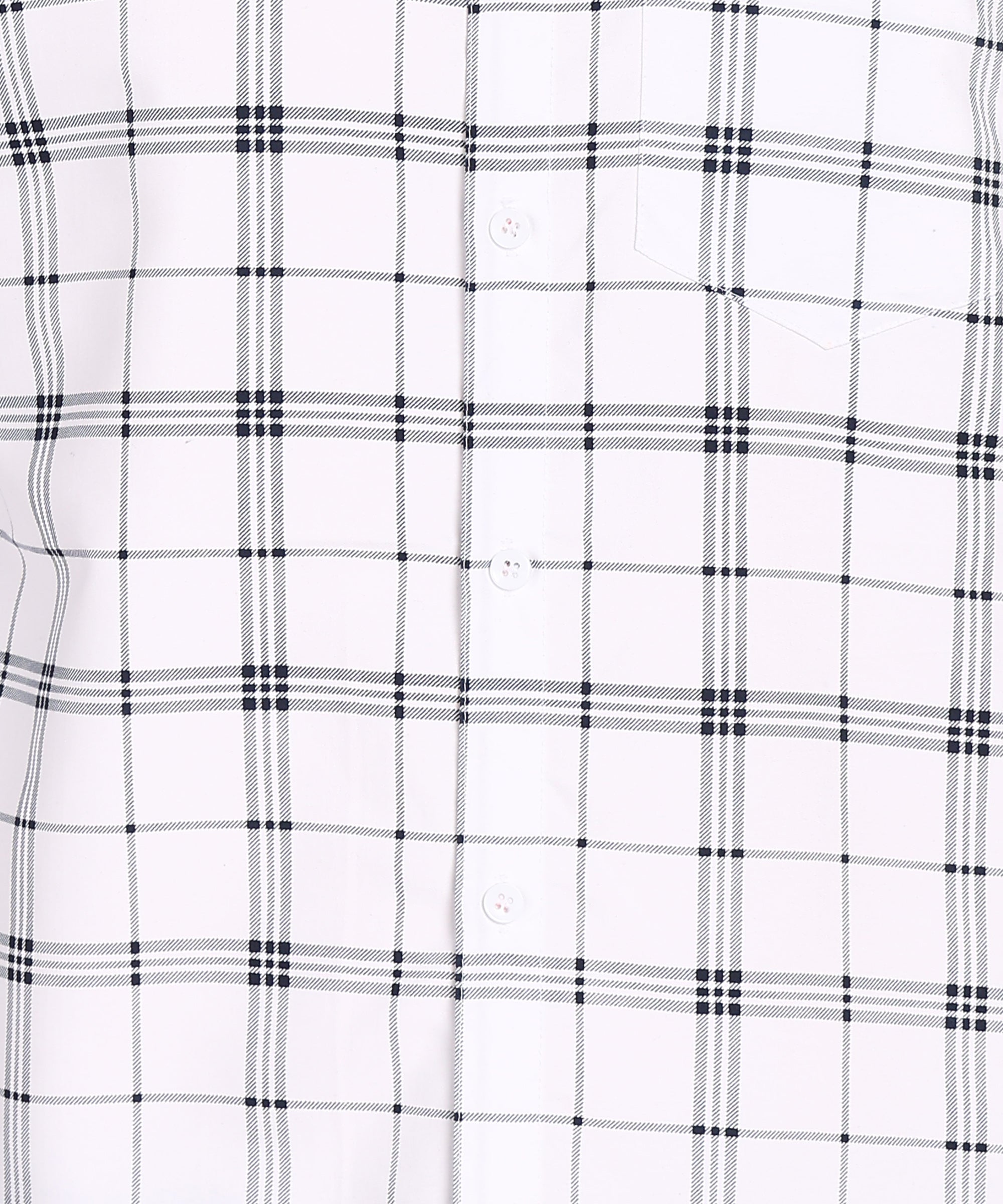 Sanganeri White & Black Grid Checked Cotton Shirt